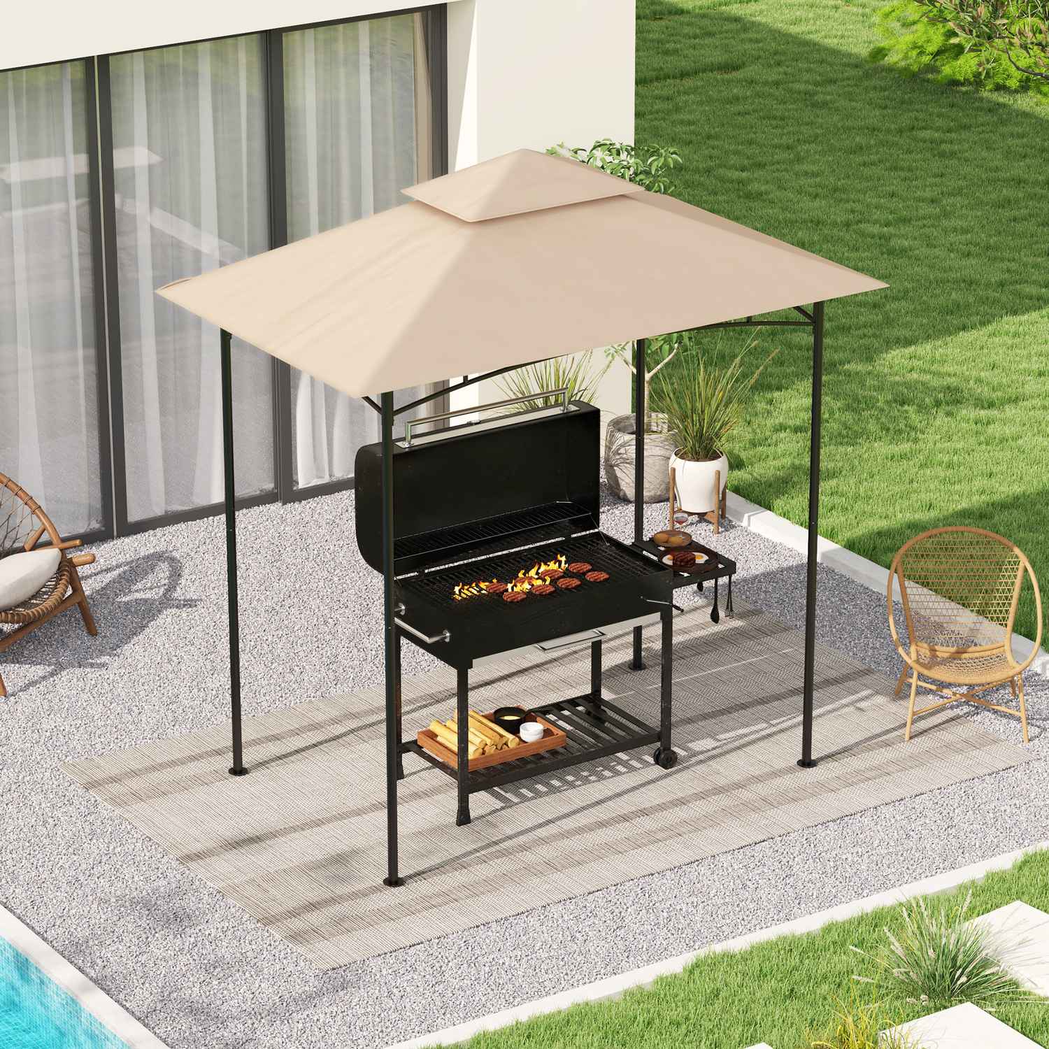 BBQ Gazebo Ersättningstak, 1,5 m x 2,4 m, vattentät