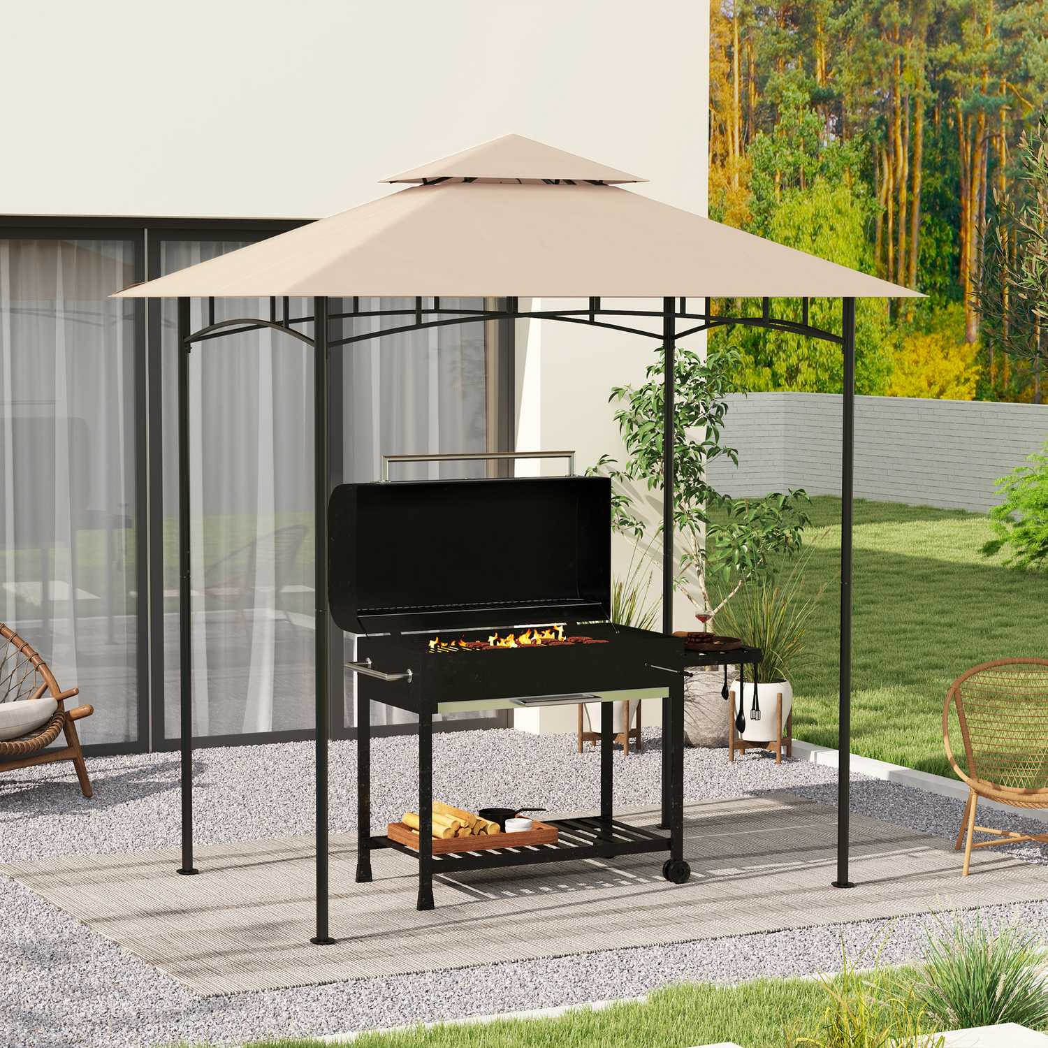 BBQ Gazebo Ersättningstak, 1,5 m x 2,4 m, vattentät
