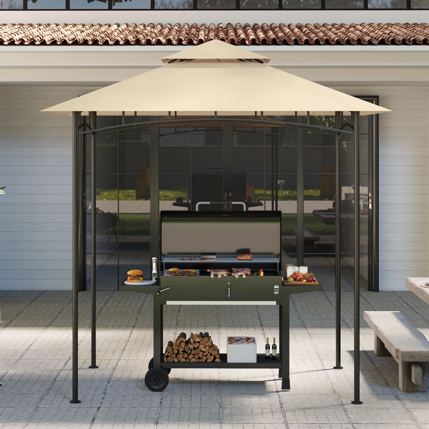 BBQ Gazebo Ersättningstak, 1,5 m x 2,4 m, vattentät