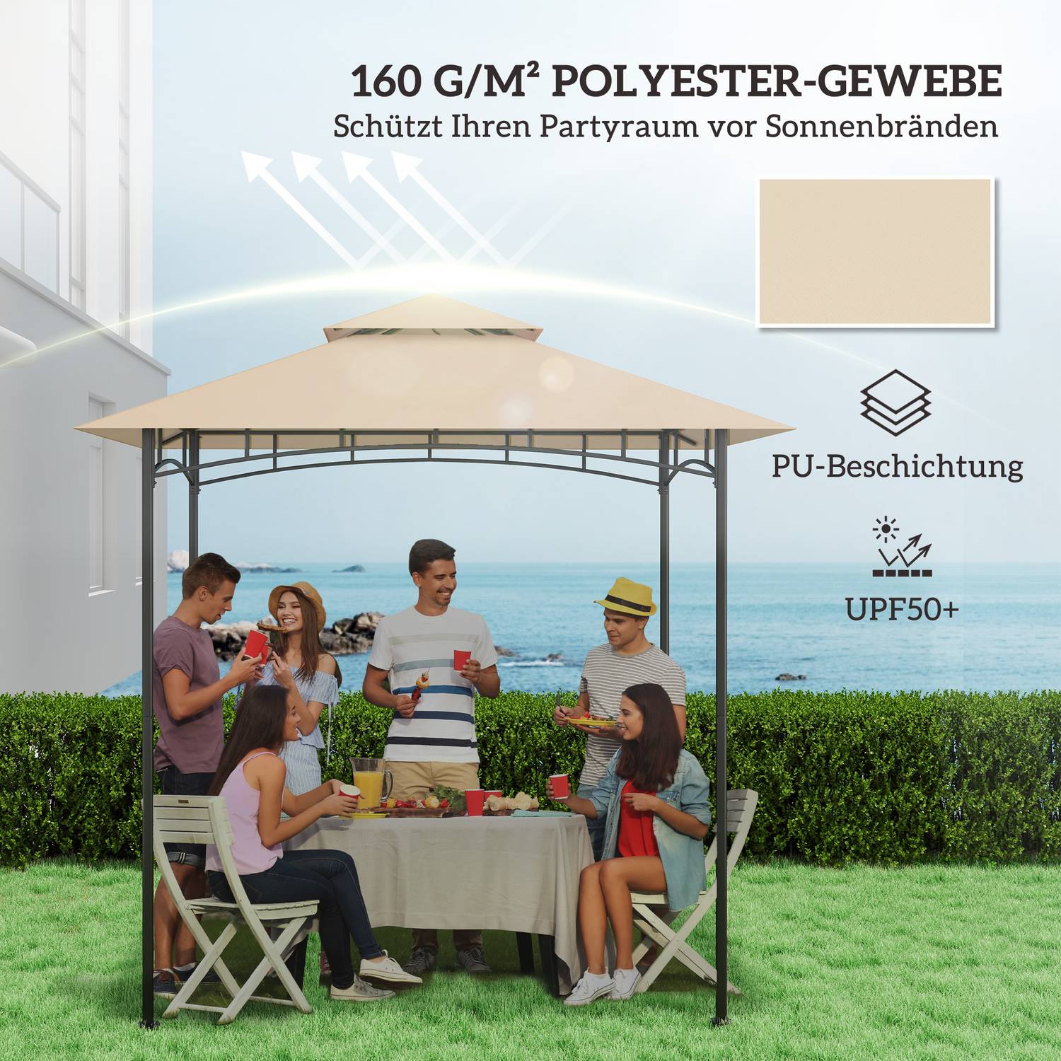 BBQ Gazebo Ersättningstak, 1,5 m x 2,4 m, vattentät