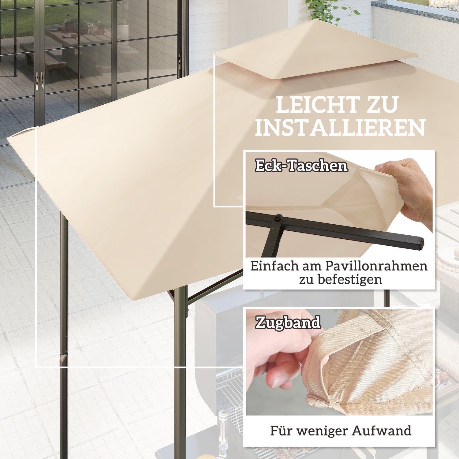 BBQ Gazebo Ersättningstak, 1,5 m x 2,4 m, vattentät