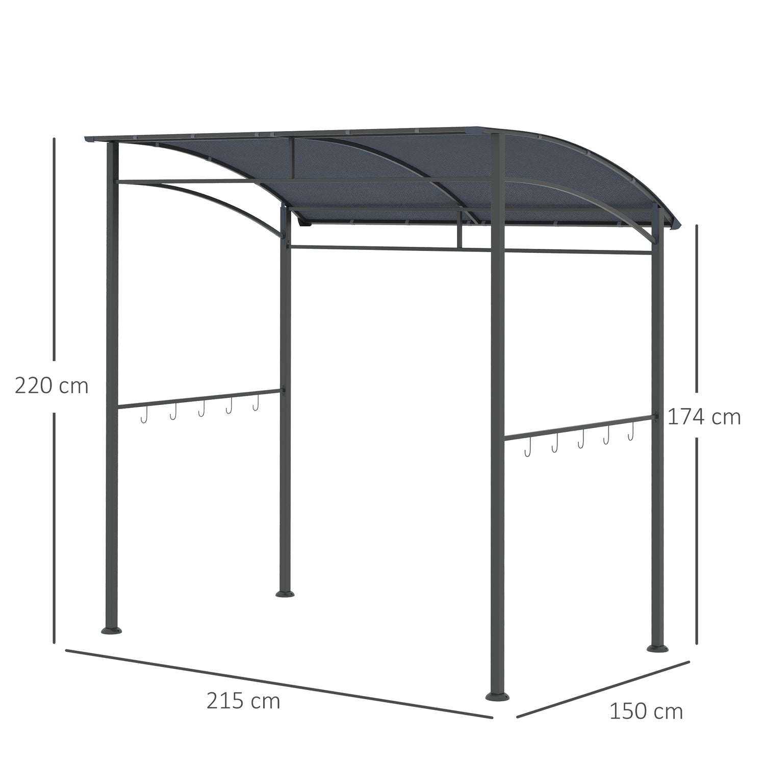 BBQ Gazebo Grillkapell, Vattentät UV-beständig, Grå