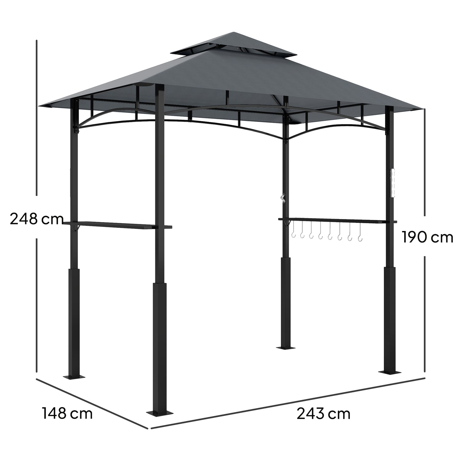 BBQ Pavilion, vattentät och flamskyddad, 243x148x248 cm