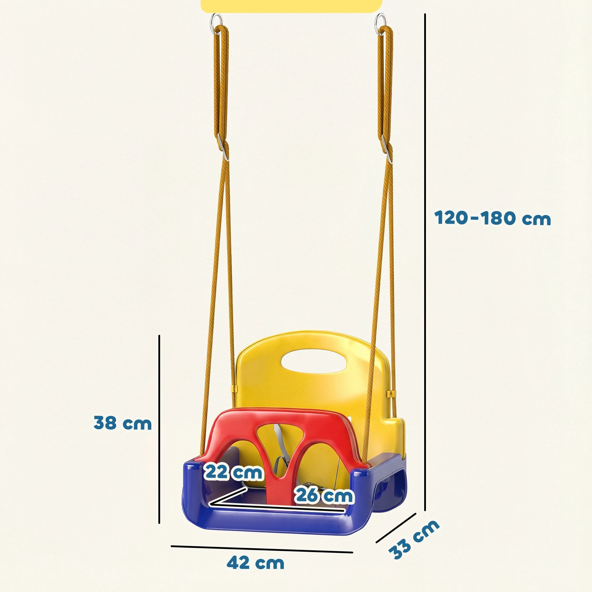 Babygunga med justerbart rep, 70 kg kapacitet