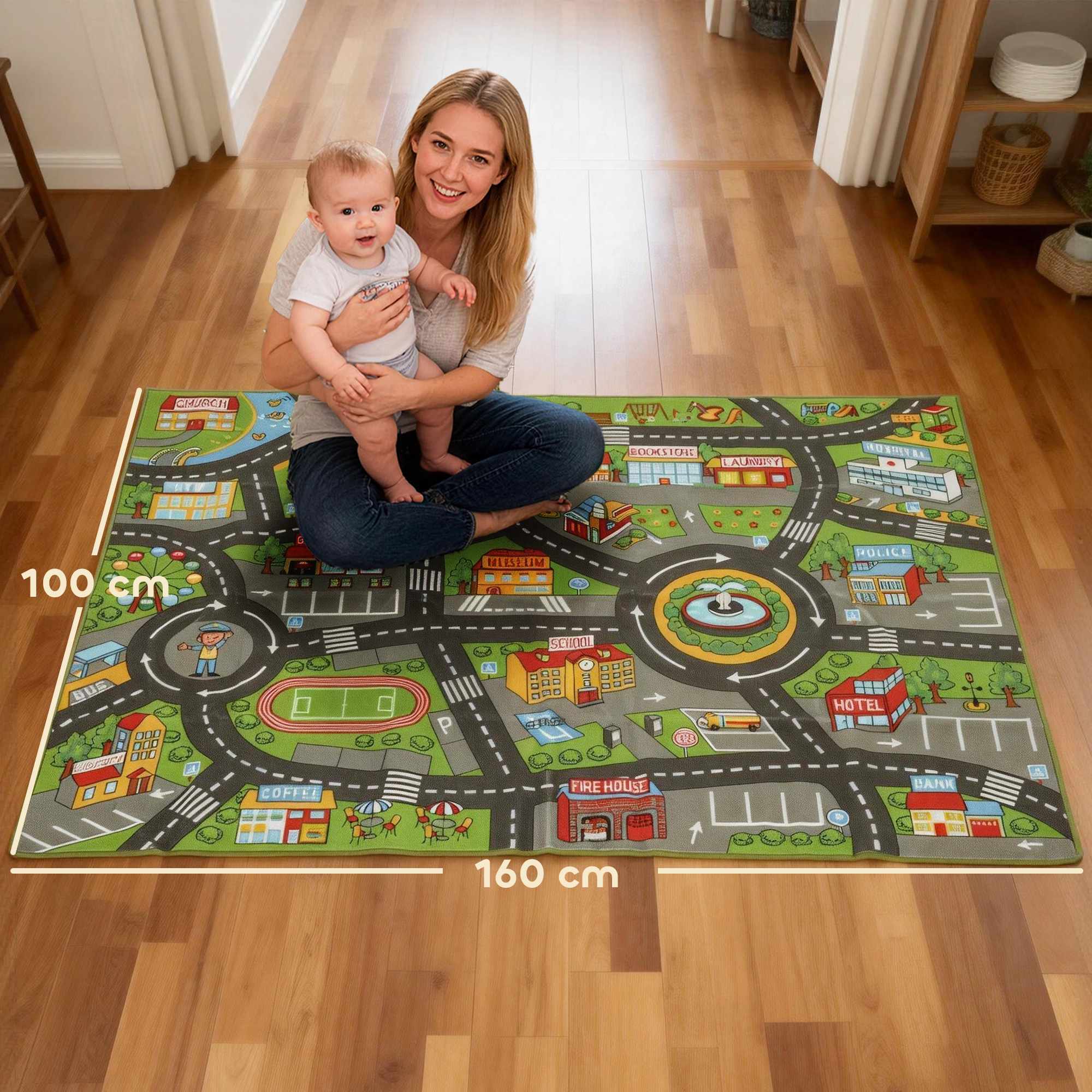 Babylekmatta 160x100cm, halkfri stadsdesign