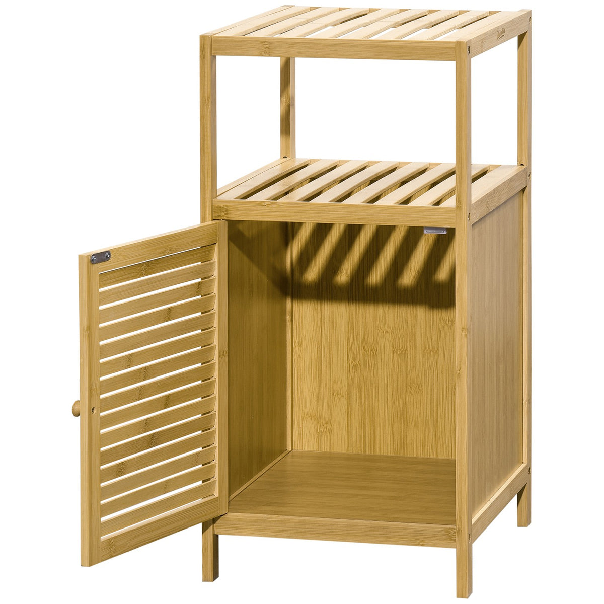 Mobile da bagno in bambù, scaffale aperto, design antiribaltamento