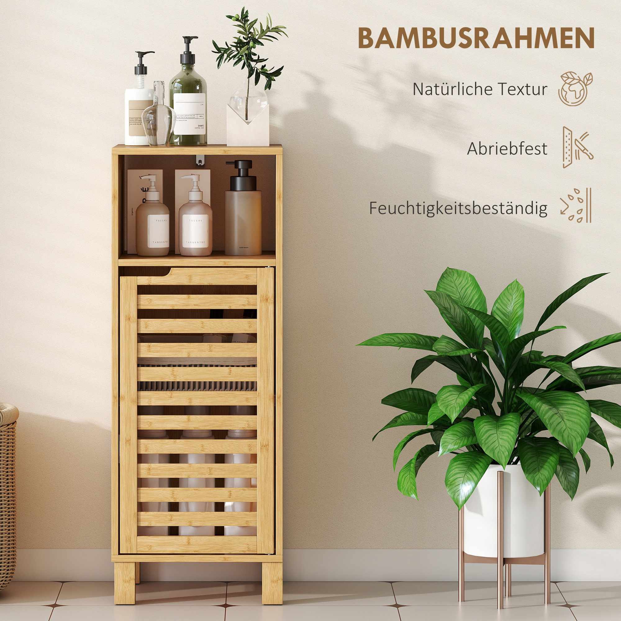 Badrumsskåp med öppen hylla, bambu, 30x30 cm
