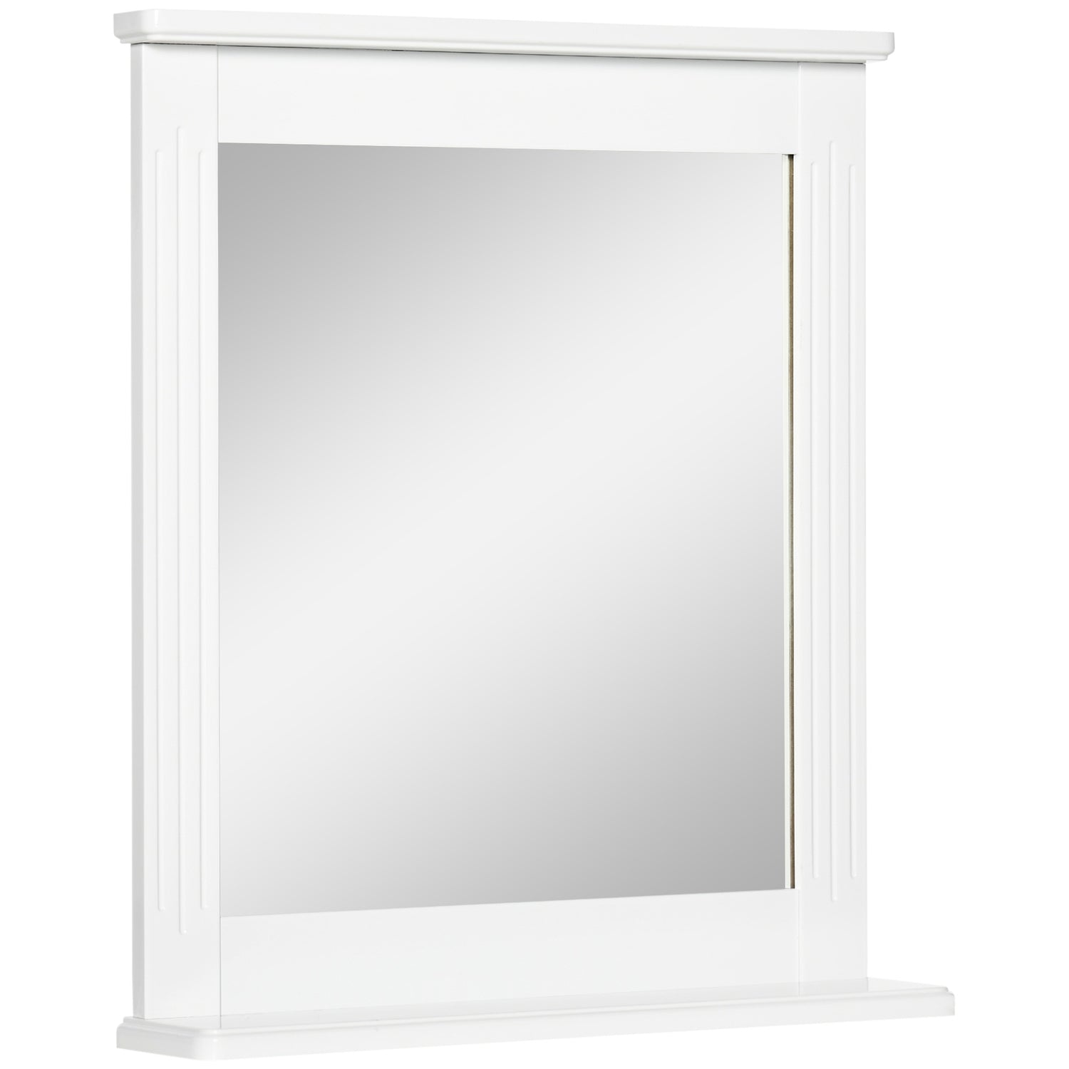 Badrumsväggspegel med hylla, Modern Vit 55x12x64cm