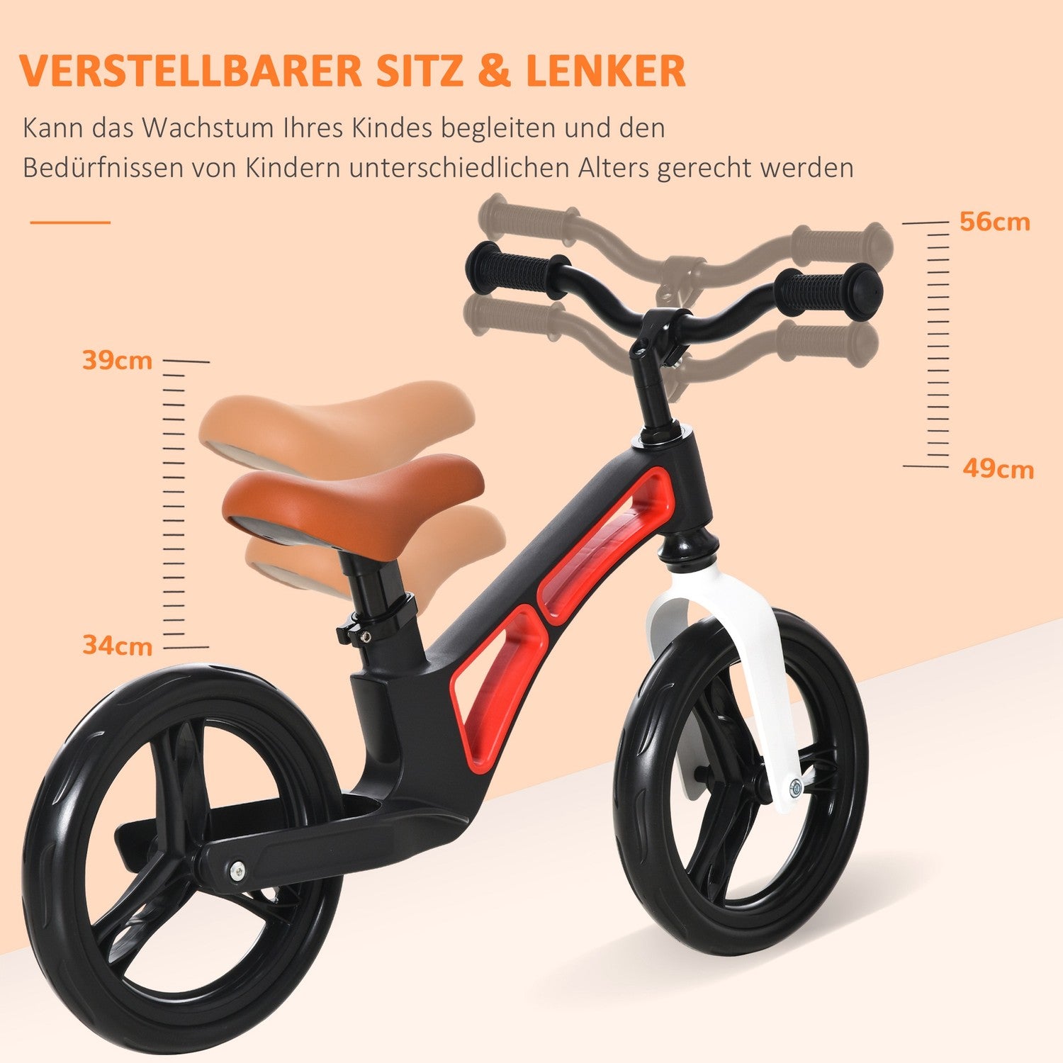 Balanscykel för småbarn – Magnesiumlegering, justerbar sits