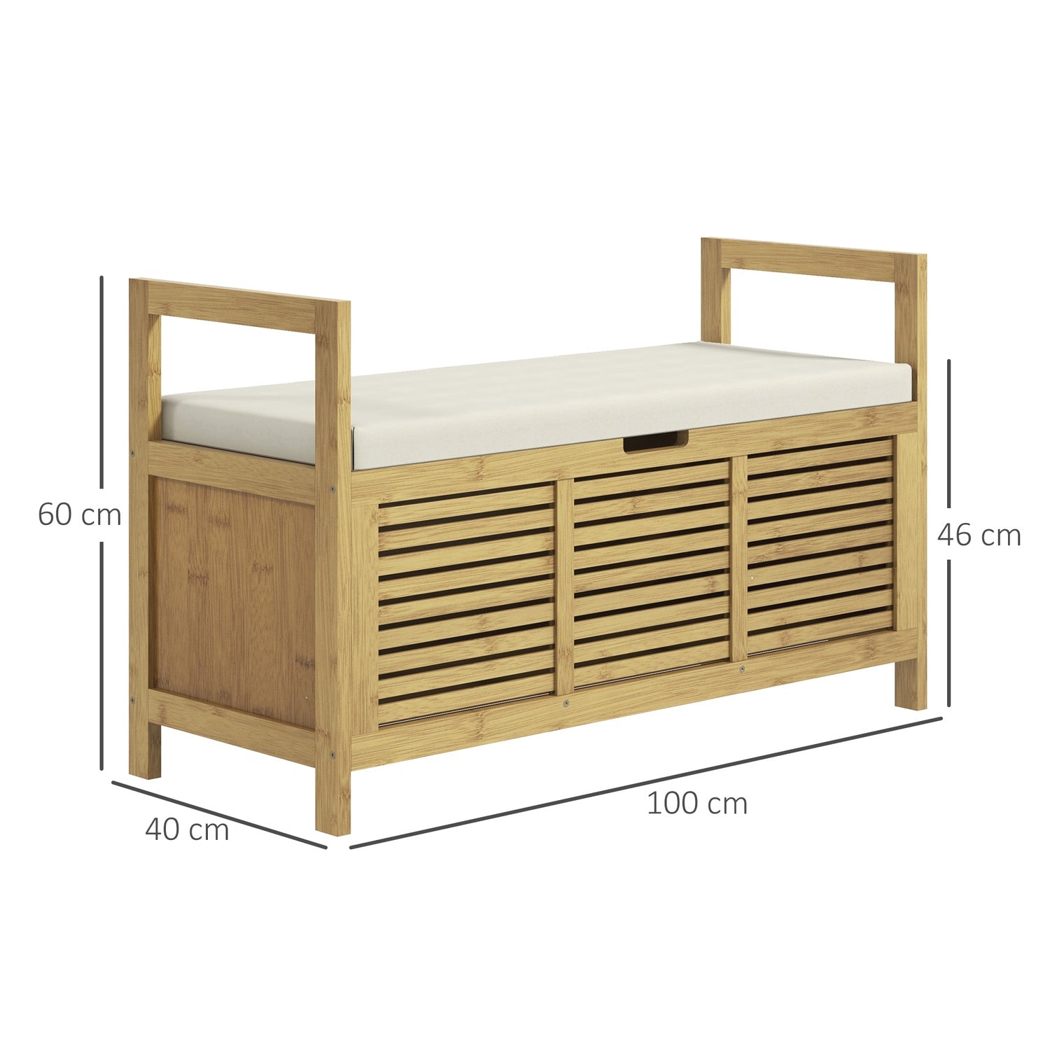 Bambu Skoförvaringsbänk med fällbart lock – 100x40x60 cm