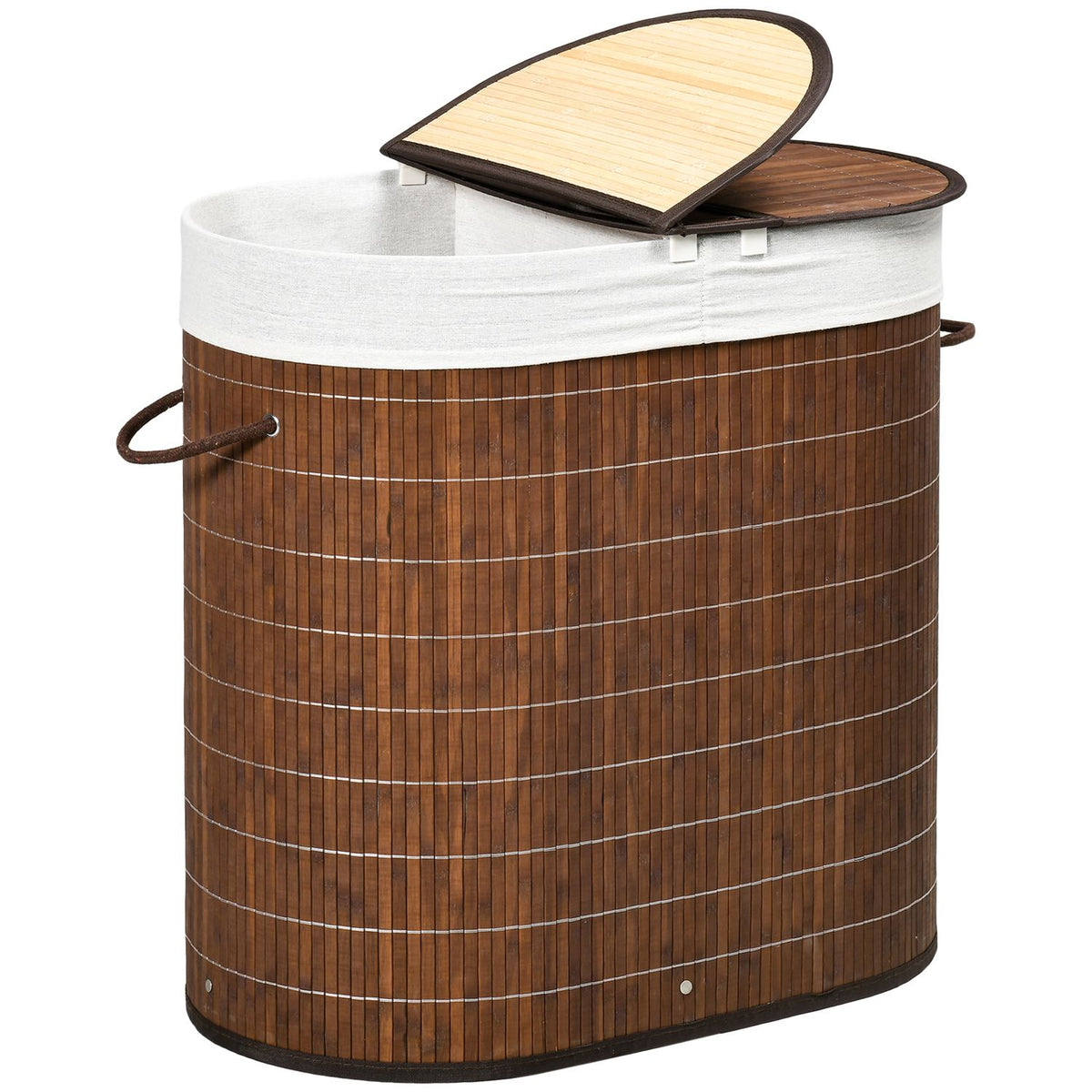Panier à linge en bambou avec couvercle – 100L, 2 sacs inclus