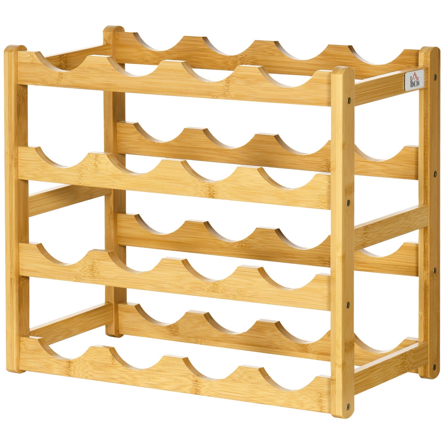 Bambu vinställ – Rymmer 16 flaskor, naturlig finish