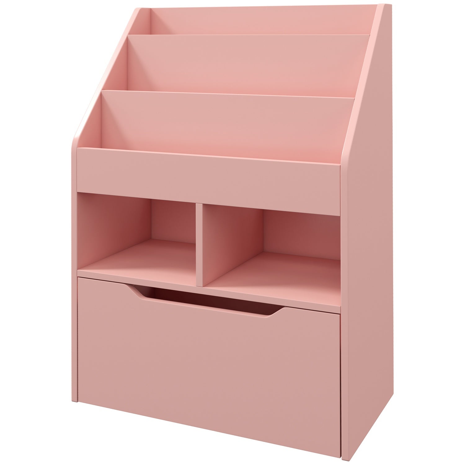 Barnbokhylla med låda, Rosa, 60 x 30 x 90 cm