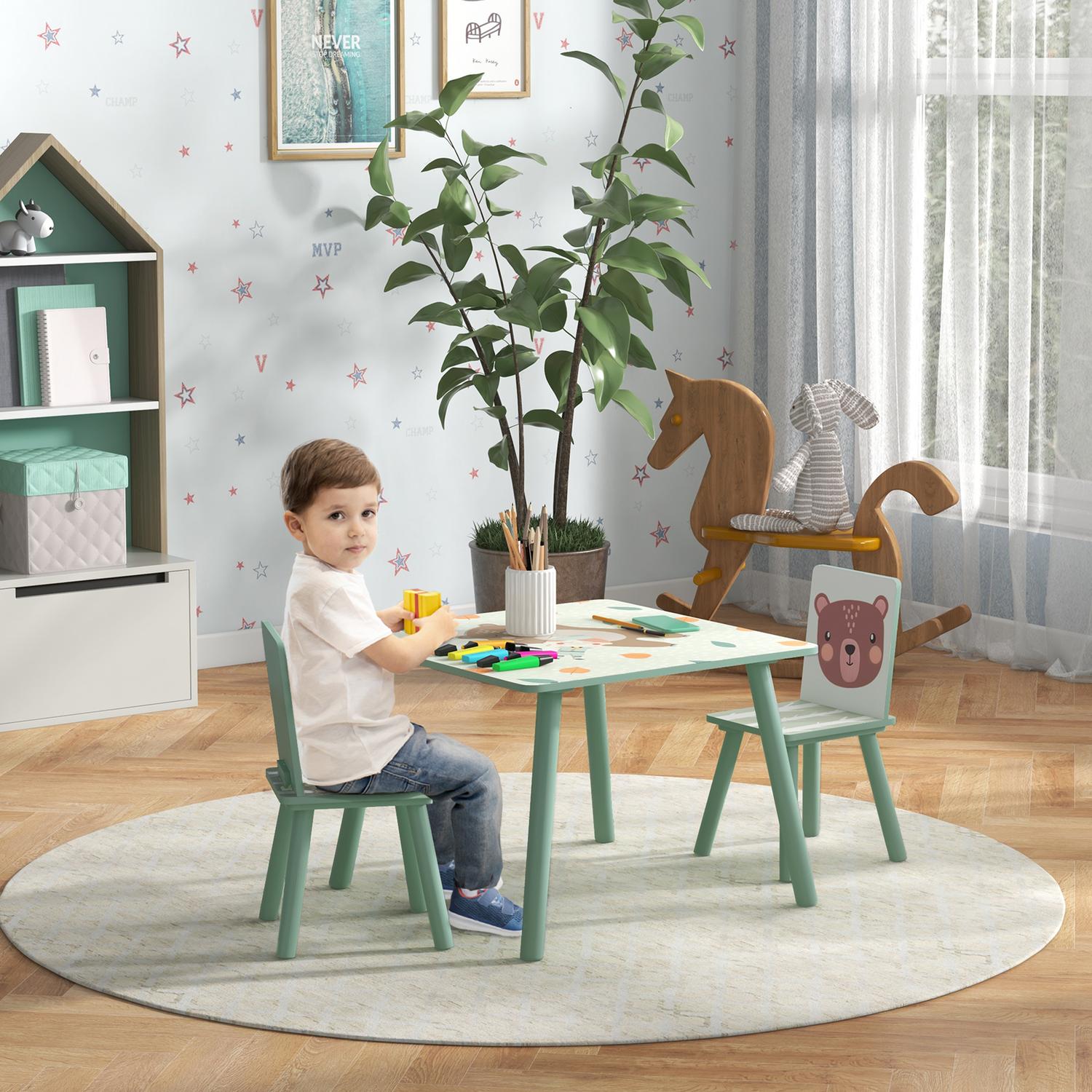 Barnbord och stolar – djurdesign, 3-8 år, grönt