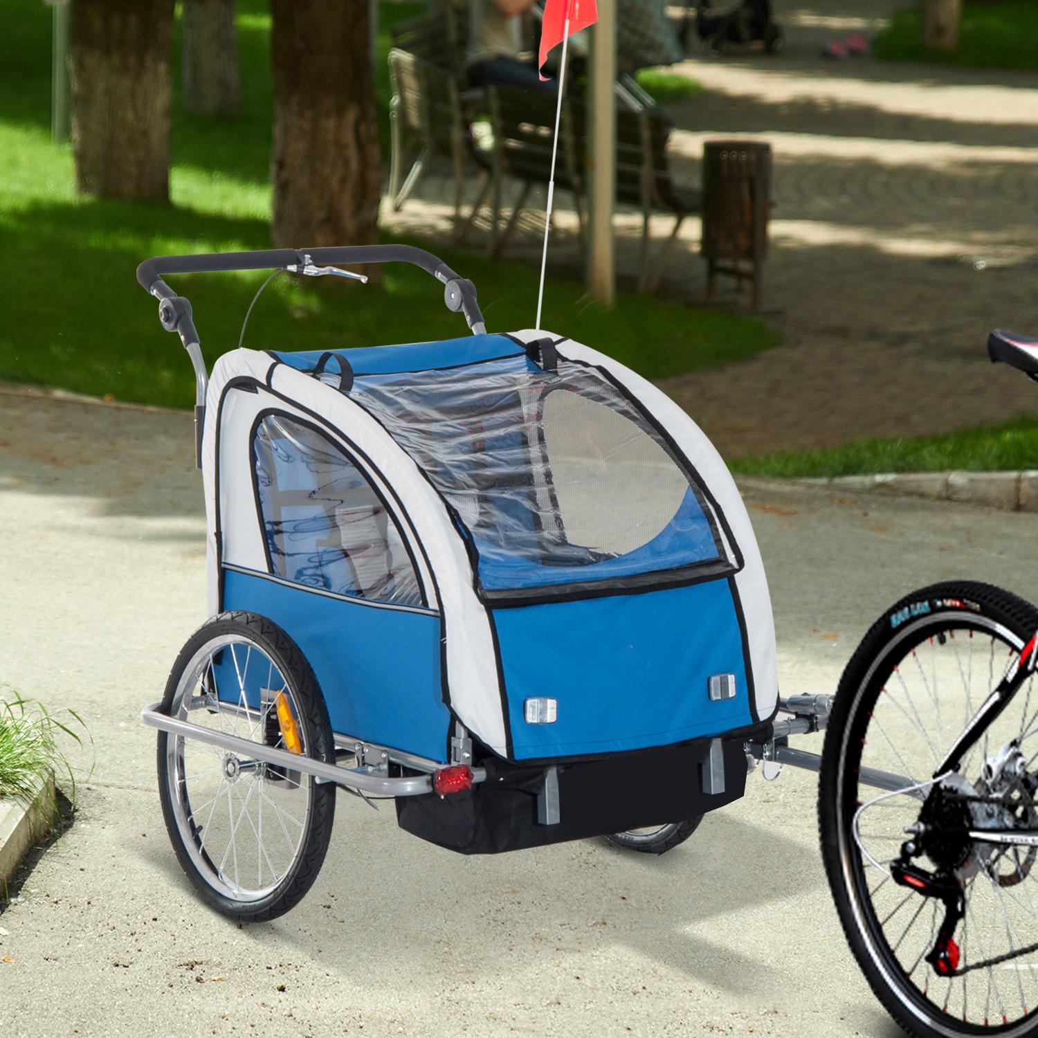 Barncykelvagn, blå – regnskydd, tyg som andas