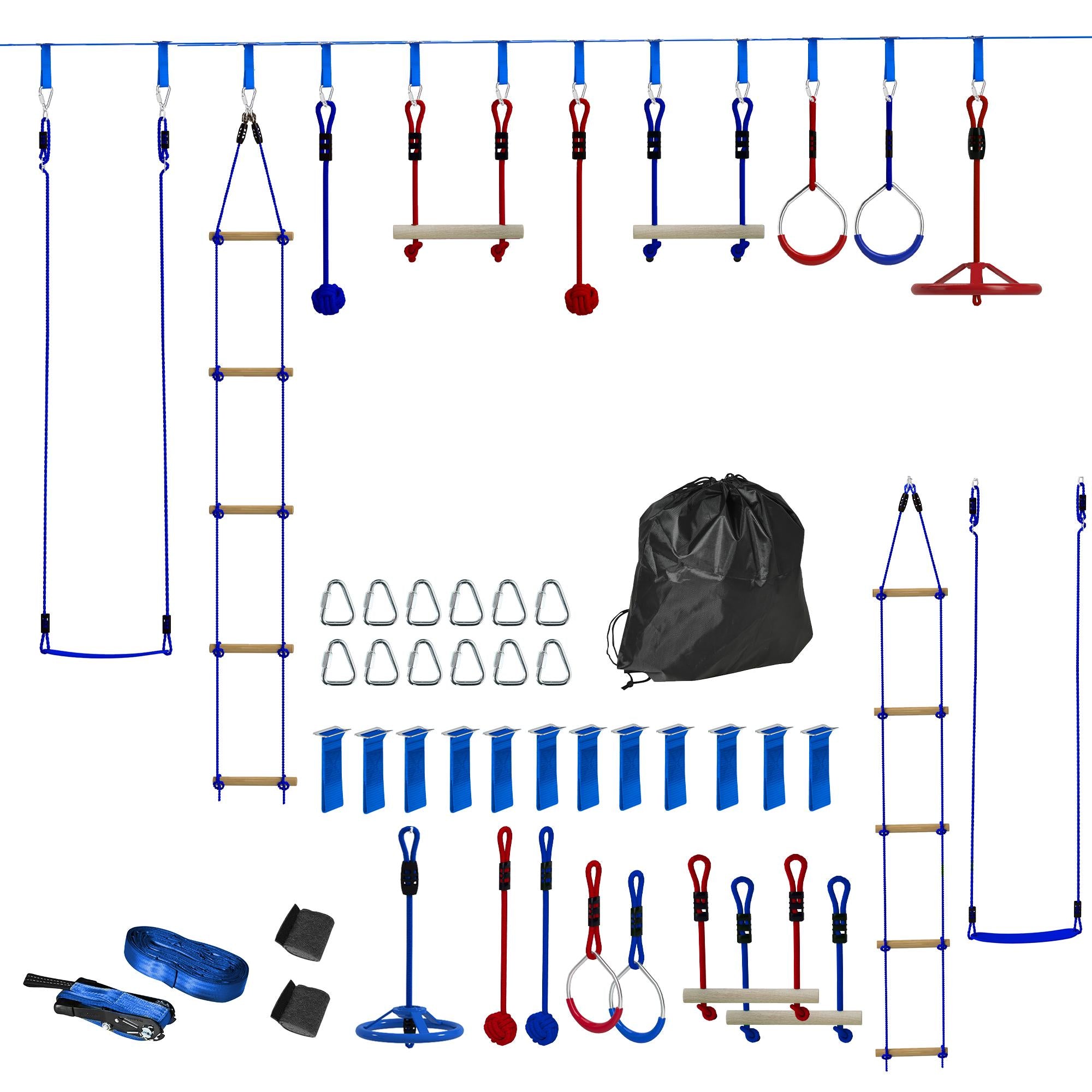 Barnens zipline-kit, 50 kg kapacitet, åldrar 3-6, blå