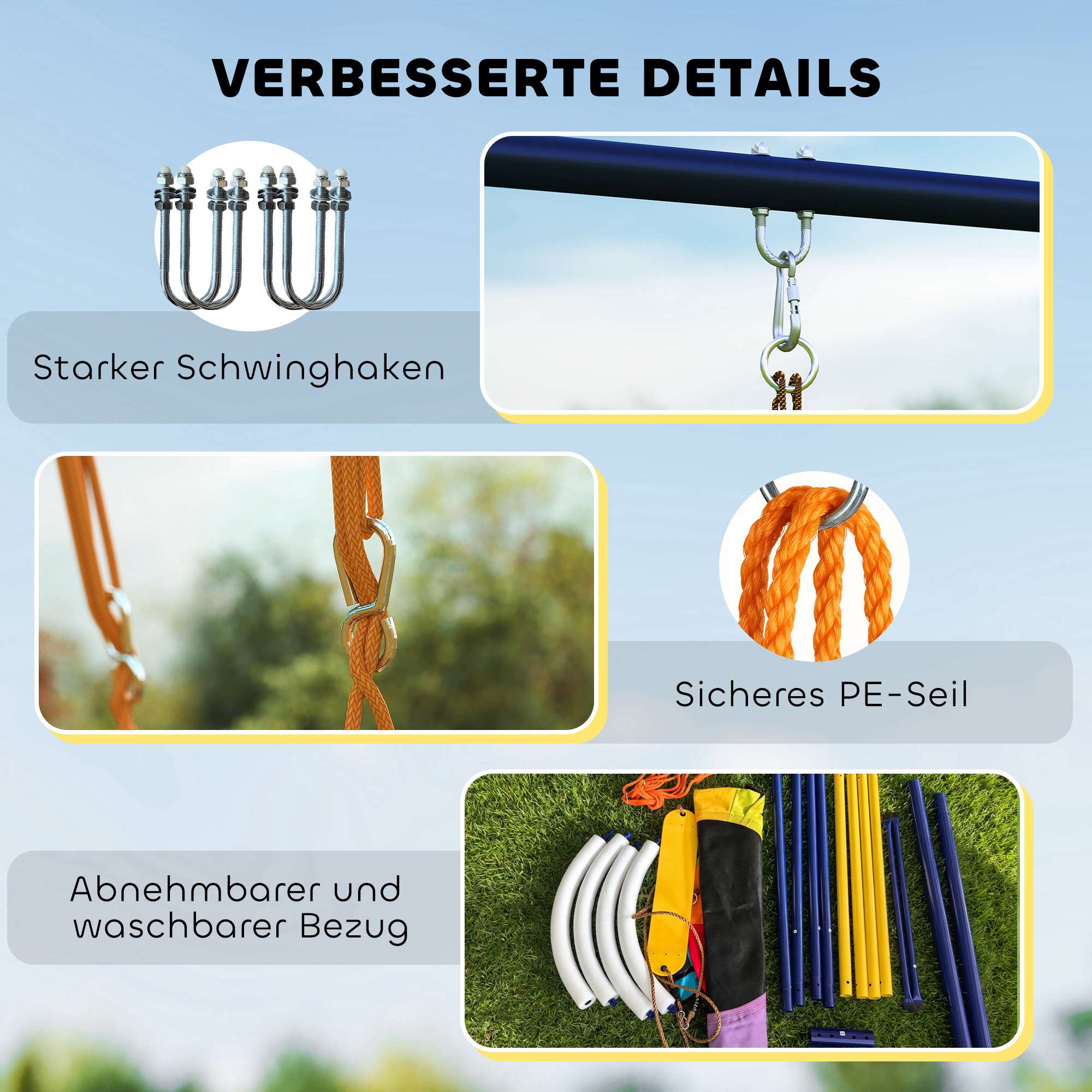 Barngunga med justerbara rep, 100 cm gungbo