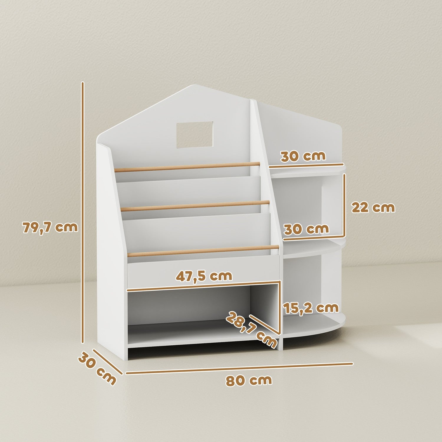 Barnhylla, 7 våningar, rymmer 40 kg, vit
