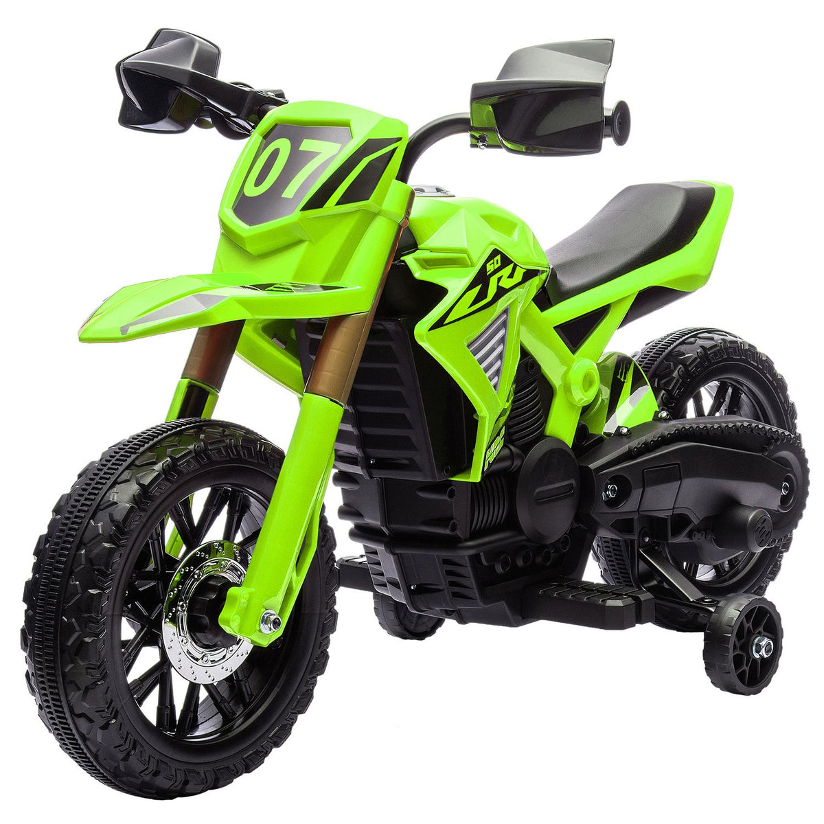 Moto électrique 6V pour enfant avec roulettes - vert