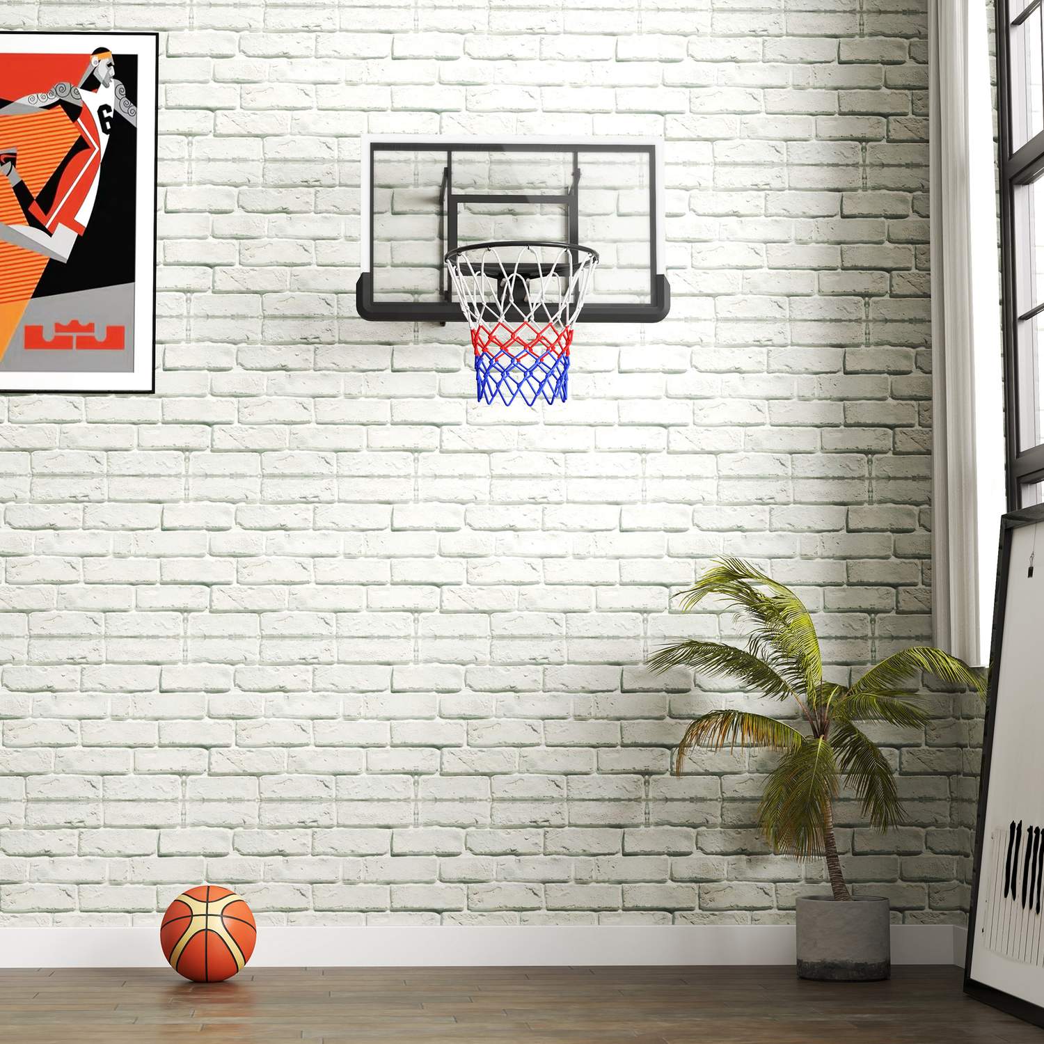 Basketbåge & ryggbräda för inomhus-/utomhusbruk, Ø45 cm