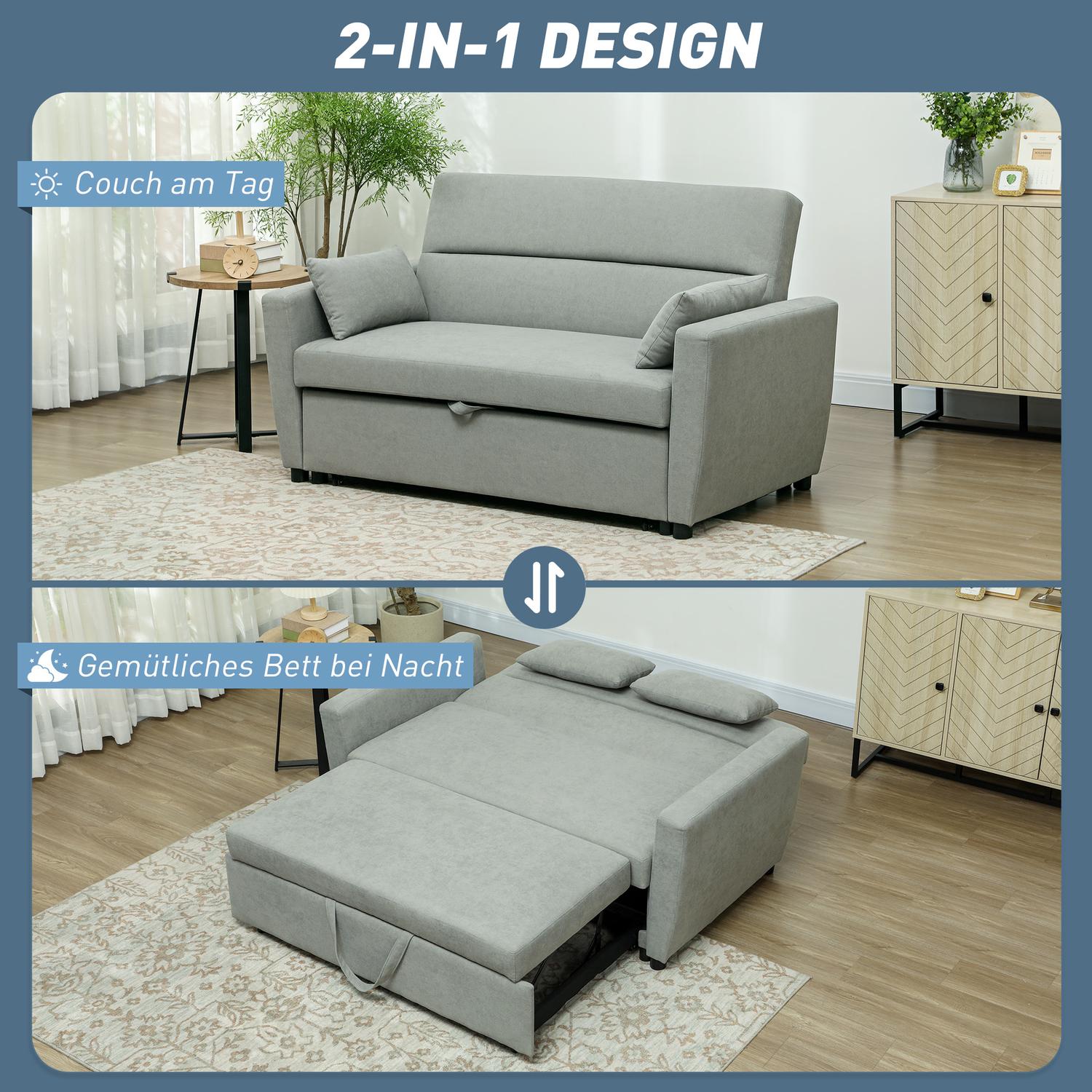 Bäddsoffa i sammetslook, 2-sits, justerbar, ljusgrå