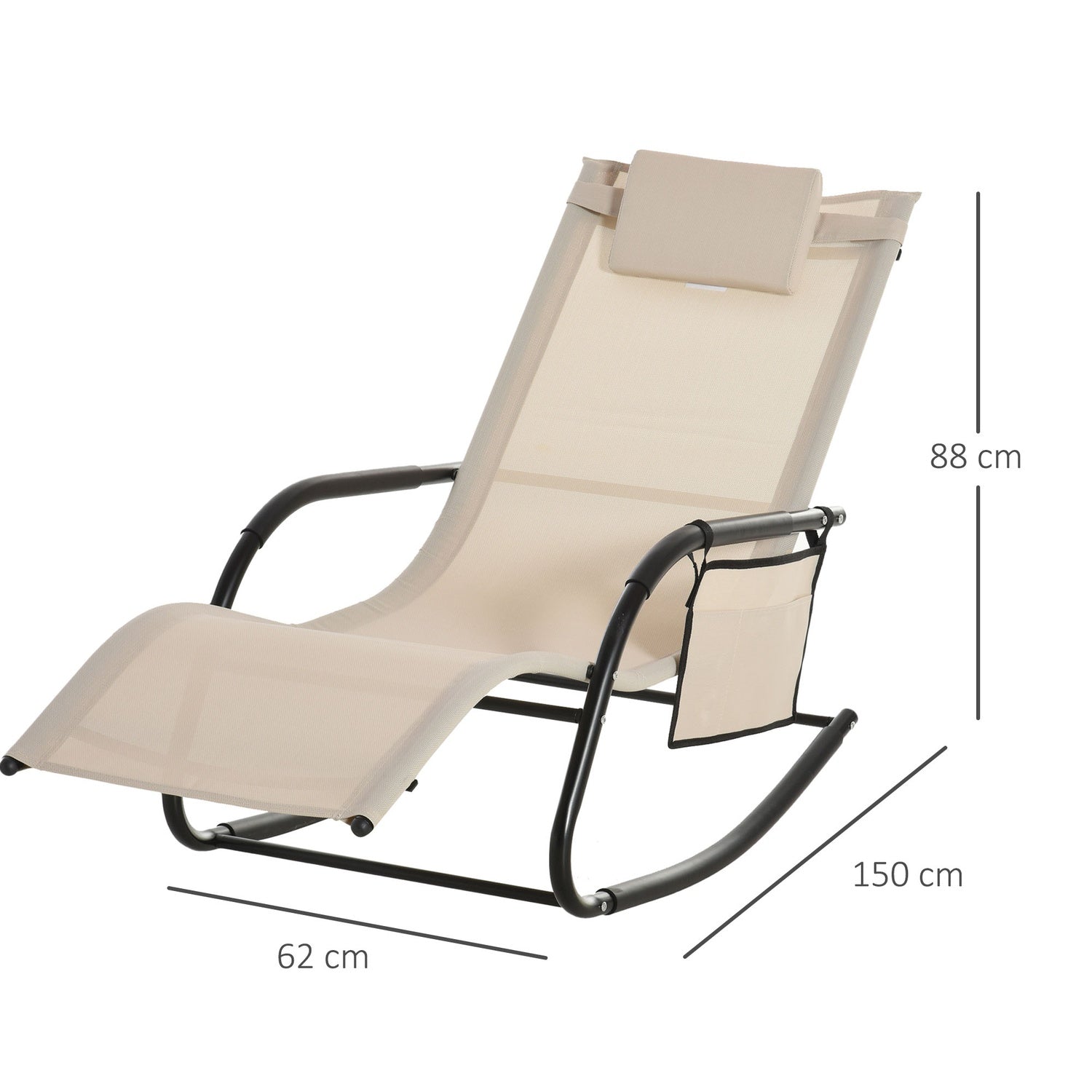 Beige Metal Mesh gungstol, 150 x 62 x 88 cm