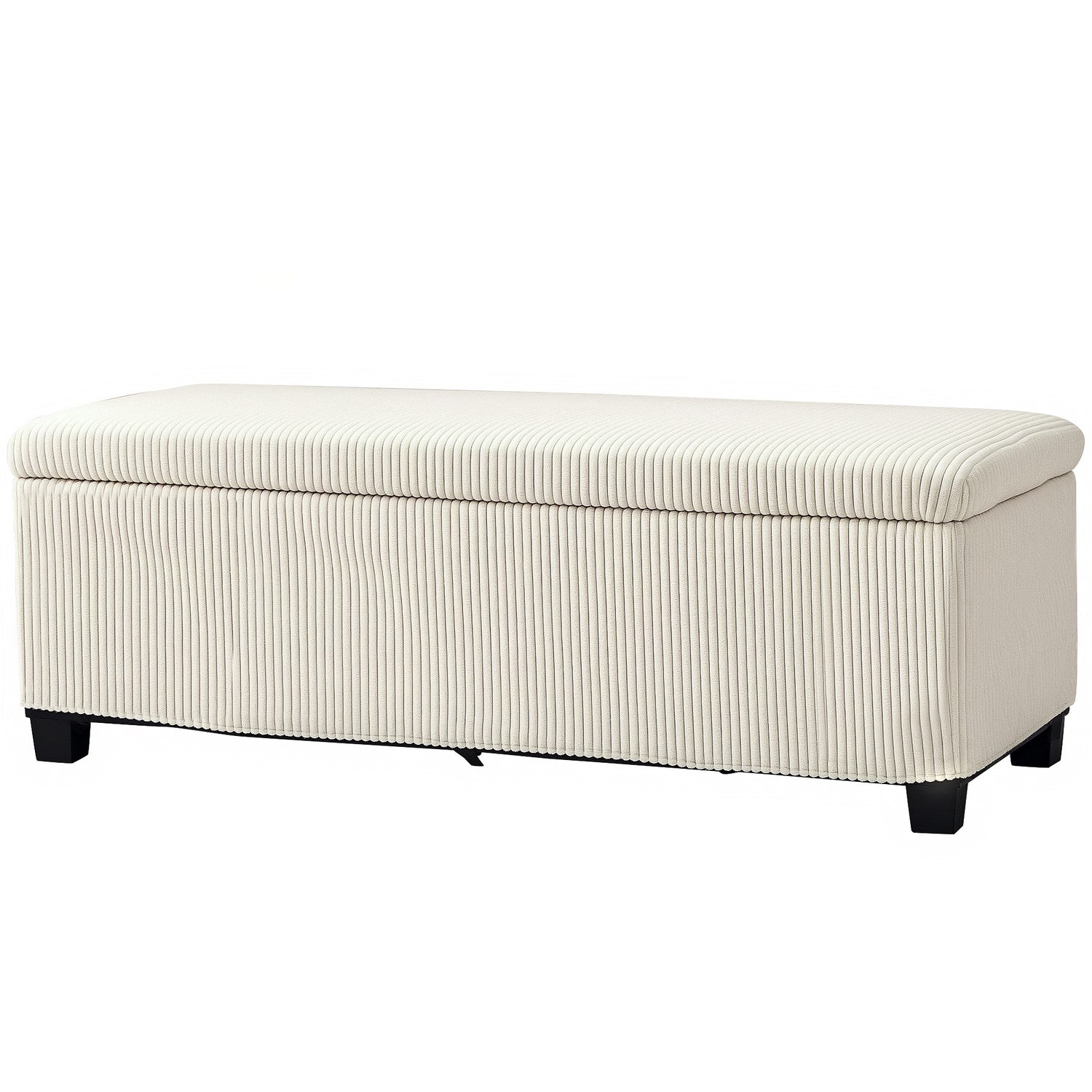 Beige stoppad förvaringsbänk, stålben, 112 x 42 x 40 cm
