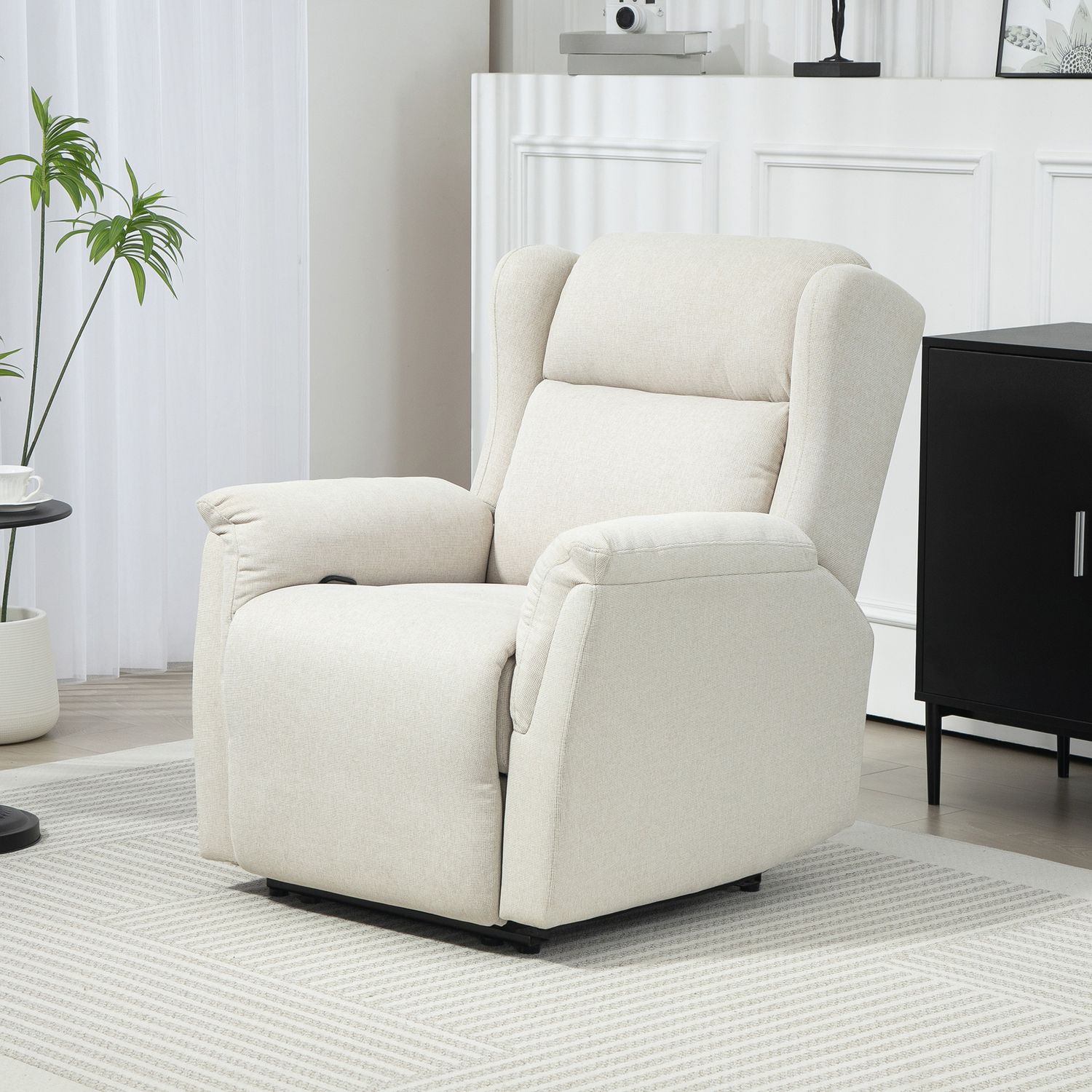 Beige vilstol med fickfjäder, 150 kg kapacitet