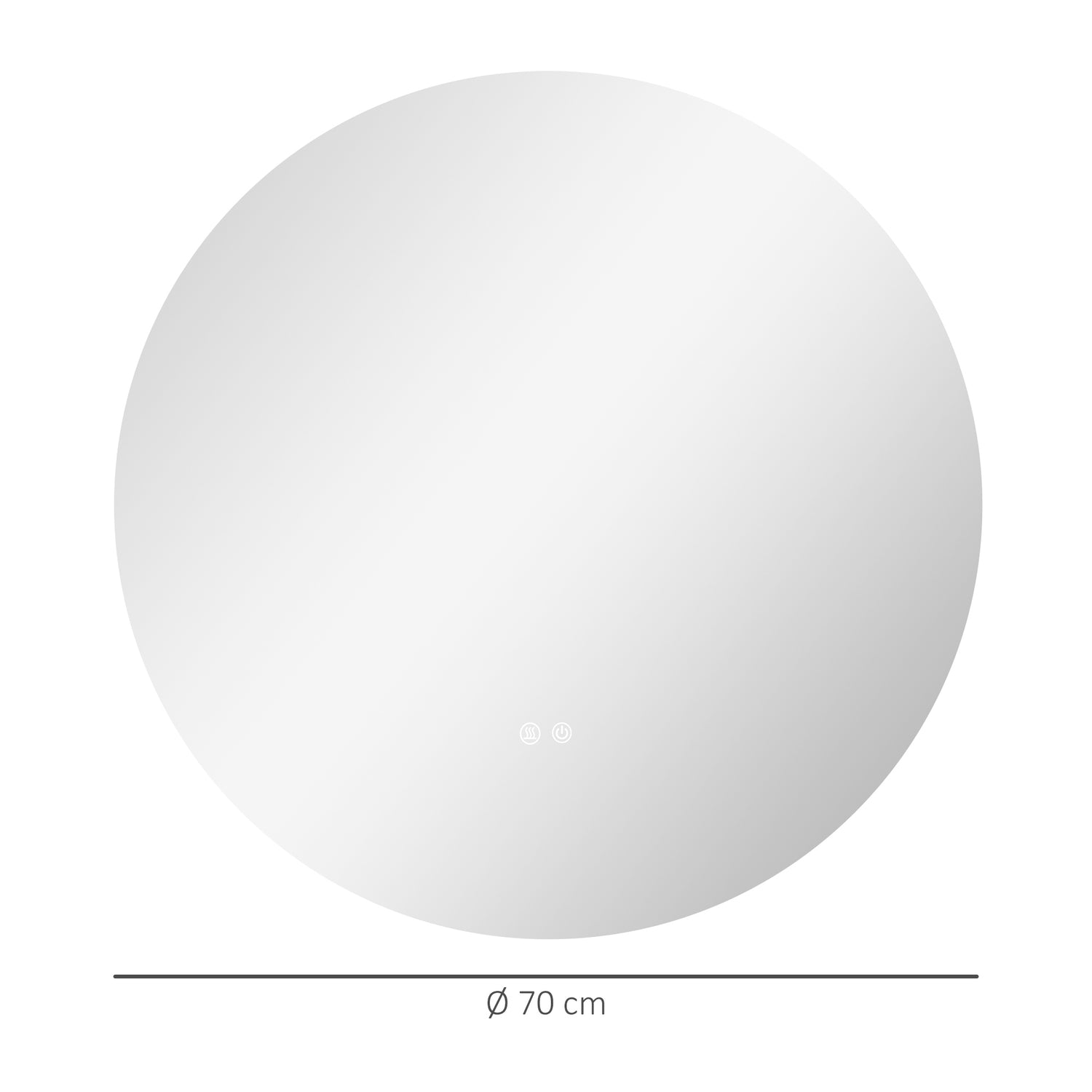 Belyst badrumsspegel, Ø70 cm, Anti-Imma, Touch Switch
