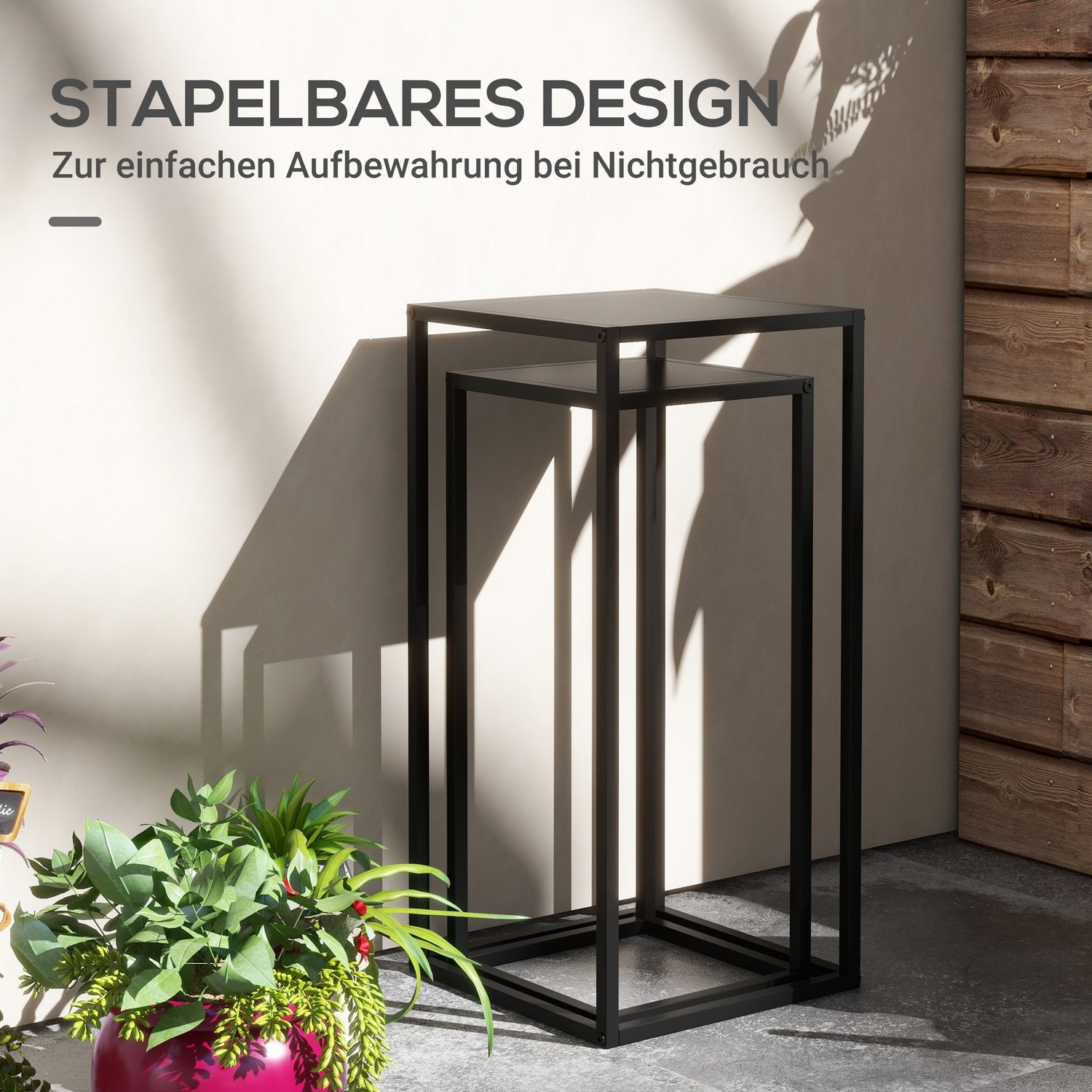 Black Steel Plant Pallar, set om 2 – inomhus/utomhusbruk
