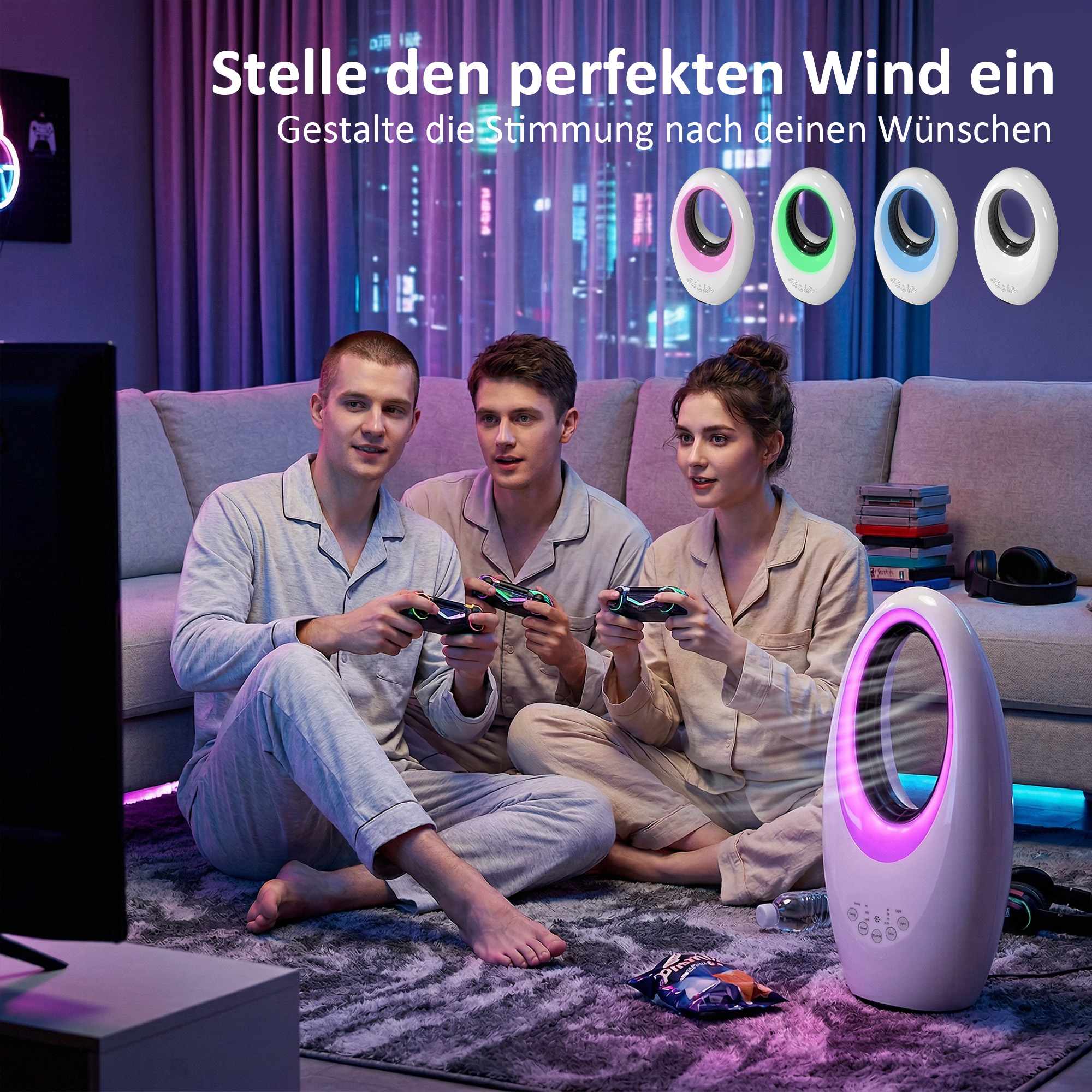 Bladlös tornfläkt, tyst 36dB, 60 oscillationer, fjärrkontroll