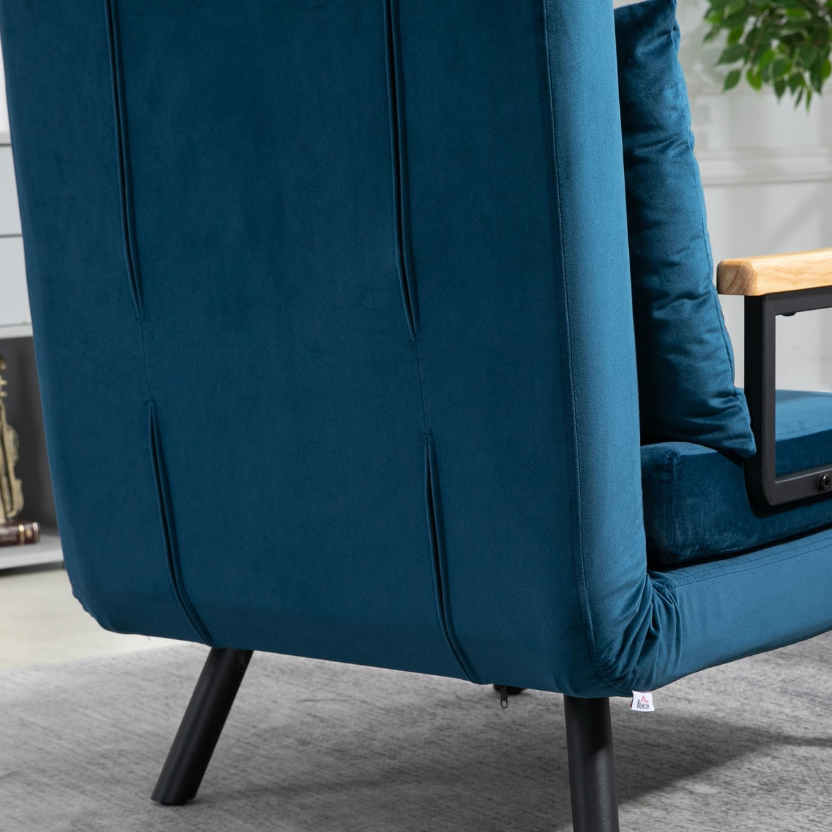 Schlafsofa in blauem Samt – verstellbare Rückenlehne, 63x73x81cm