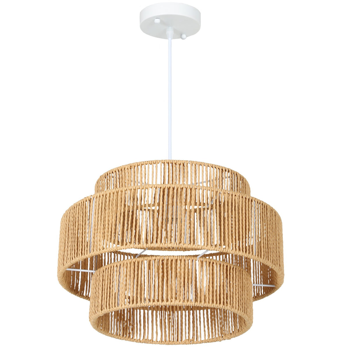 Boho Hemp Rope Pendel Light – E27, ljusbrun, kök/matsal