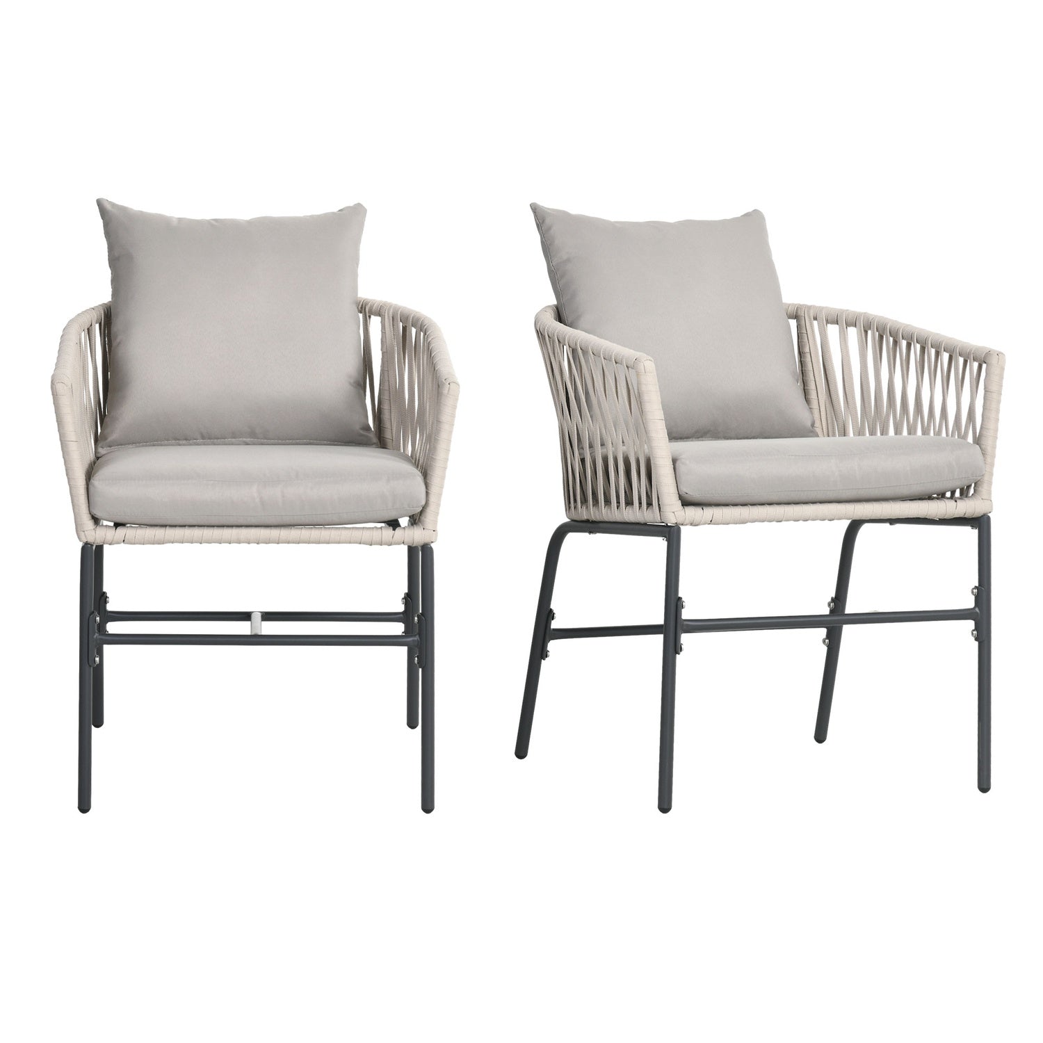 Boho Style Metal Trädgårdsstolar med kuddar – Set med 2