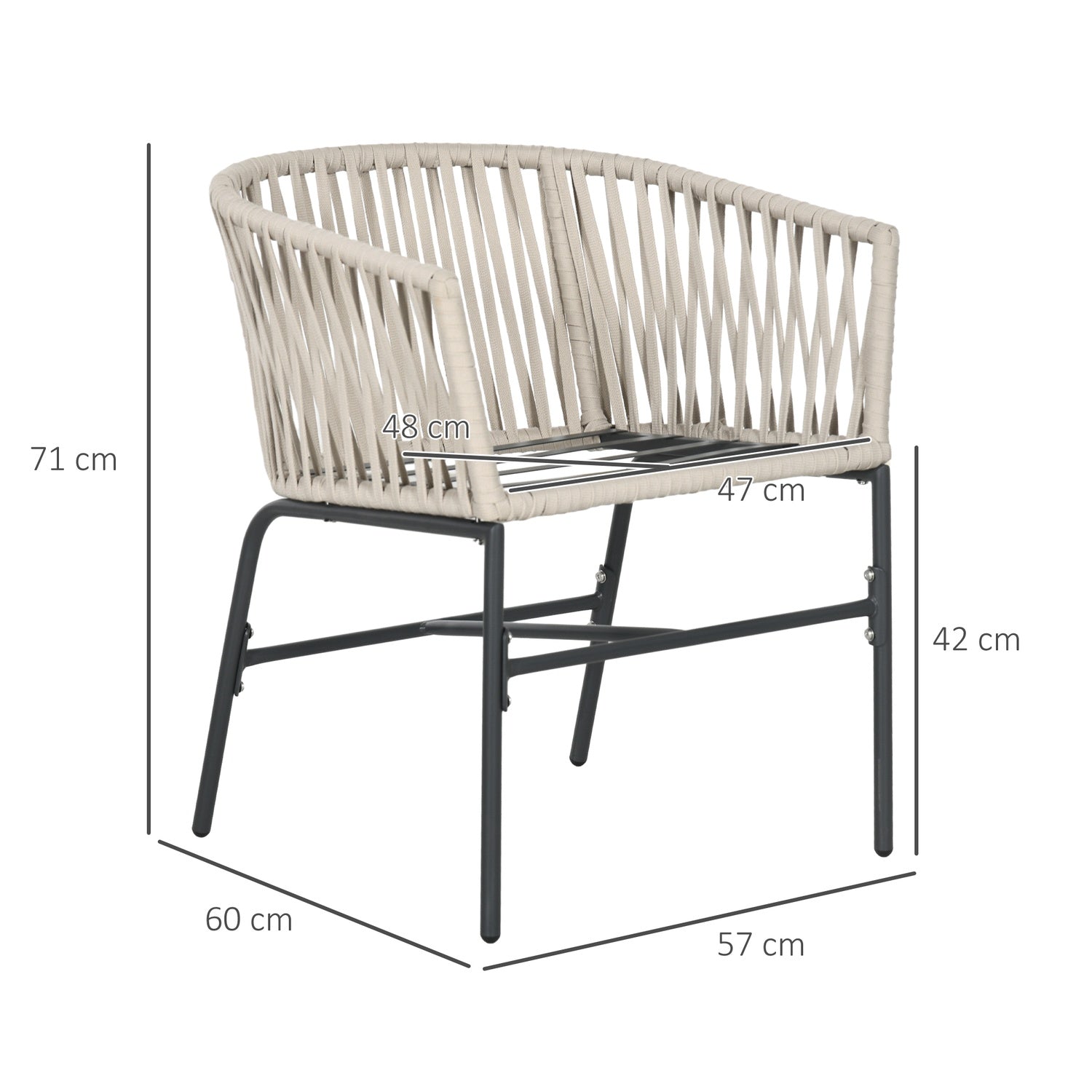 Boho Style Metal Trädgårdsstolar med kuddar – Set med 2