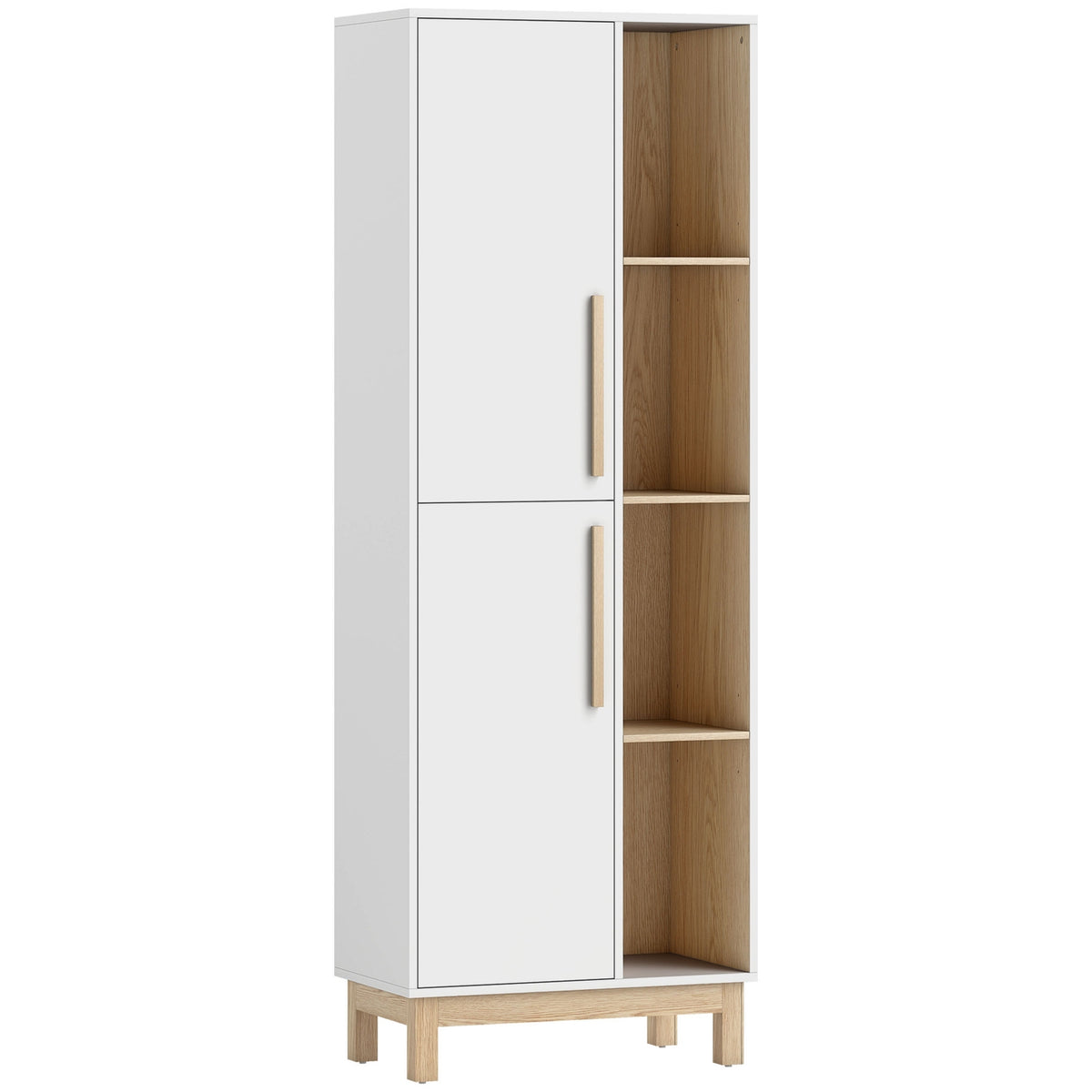 Bokhylla med 4 hyllor och 2 skåp, MDF, Vit, 176 cm