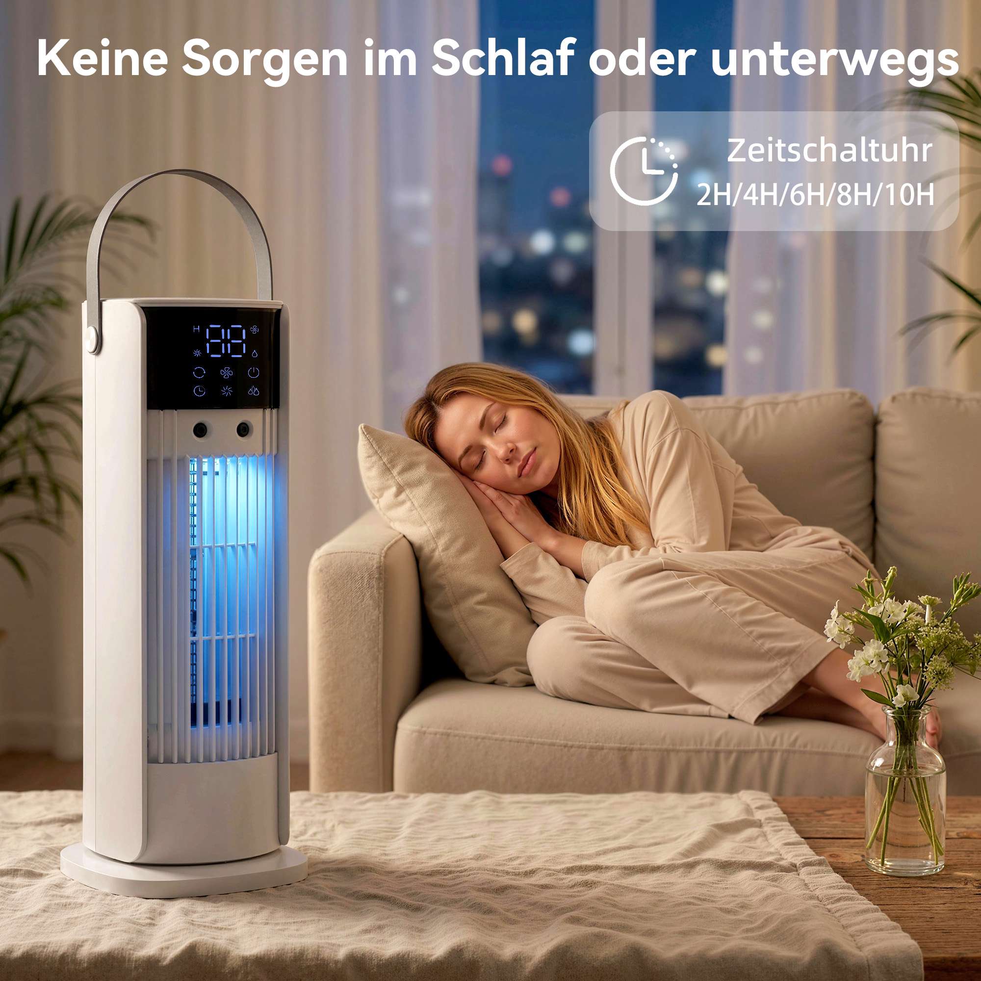 Bordfläkt med dimma, 3 hastigheter, 90 graders oscillation, timer