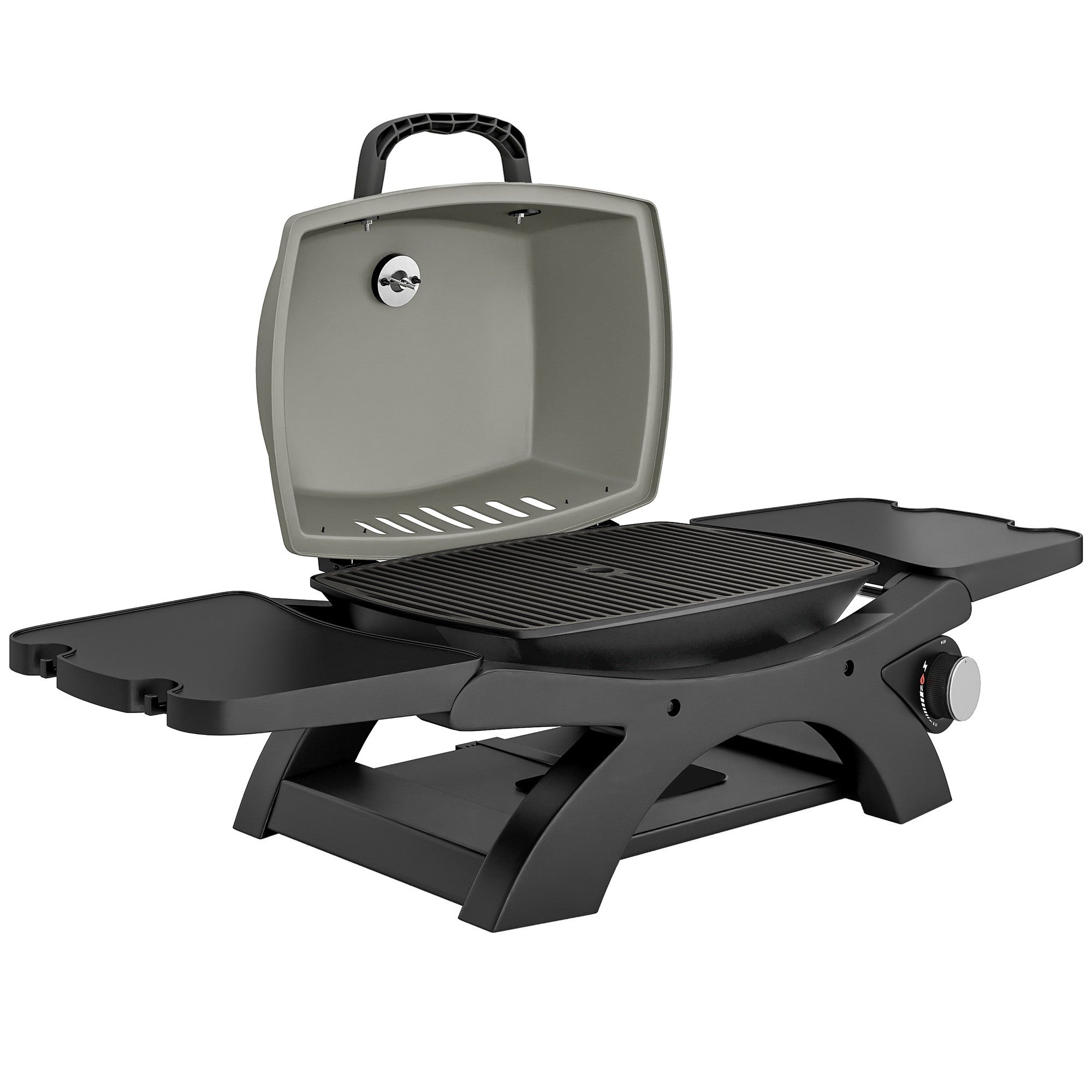 Bärbar gasgrill med 3,3 kW brännare och sidobord