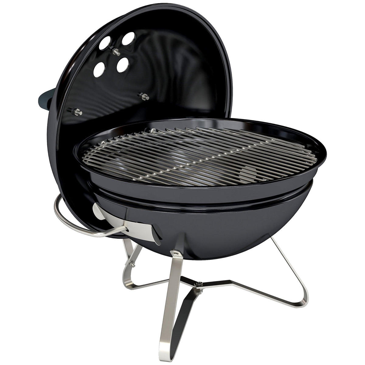 Bärbar kolgrill med lock och ventil, 41 cm