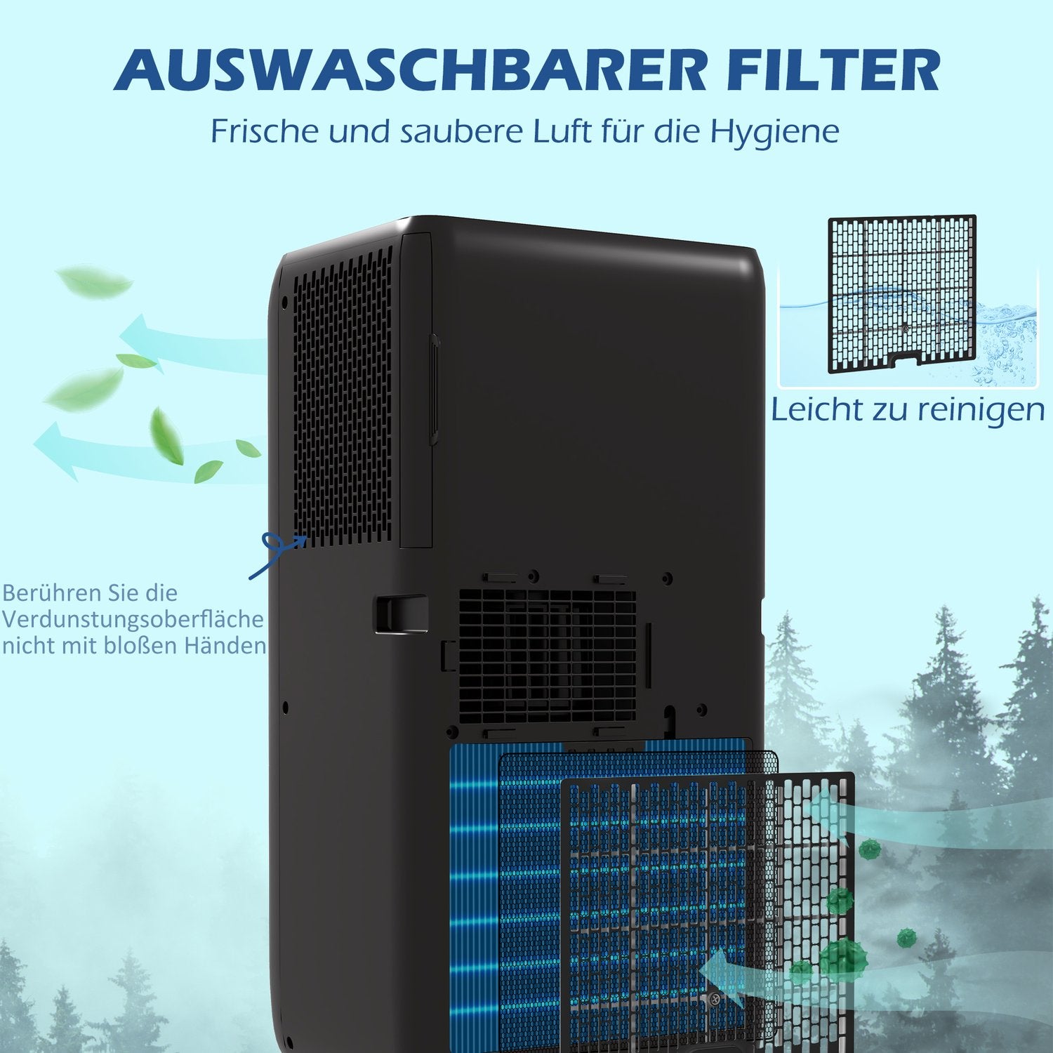 Bärbar luftkonditionering 9000 BTU – Avfuktare och fläkt