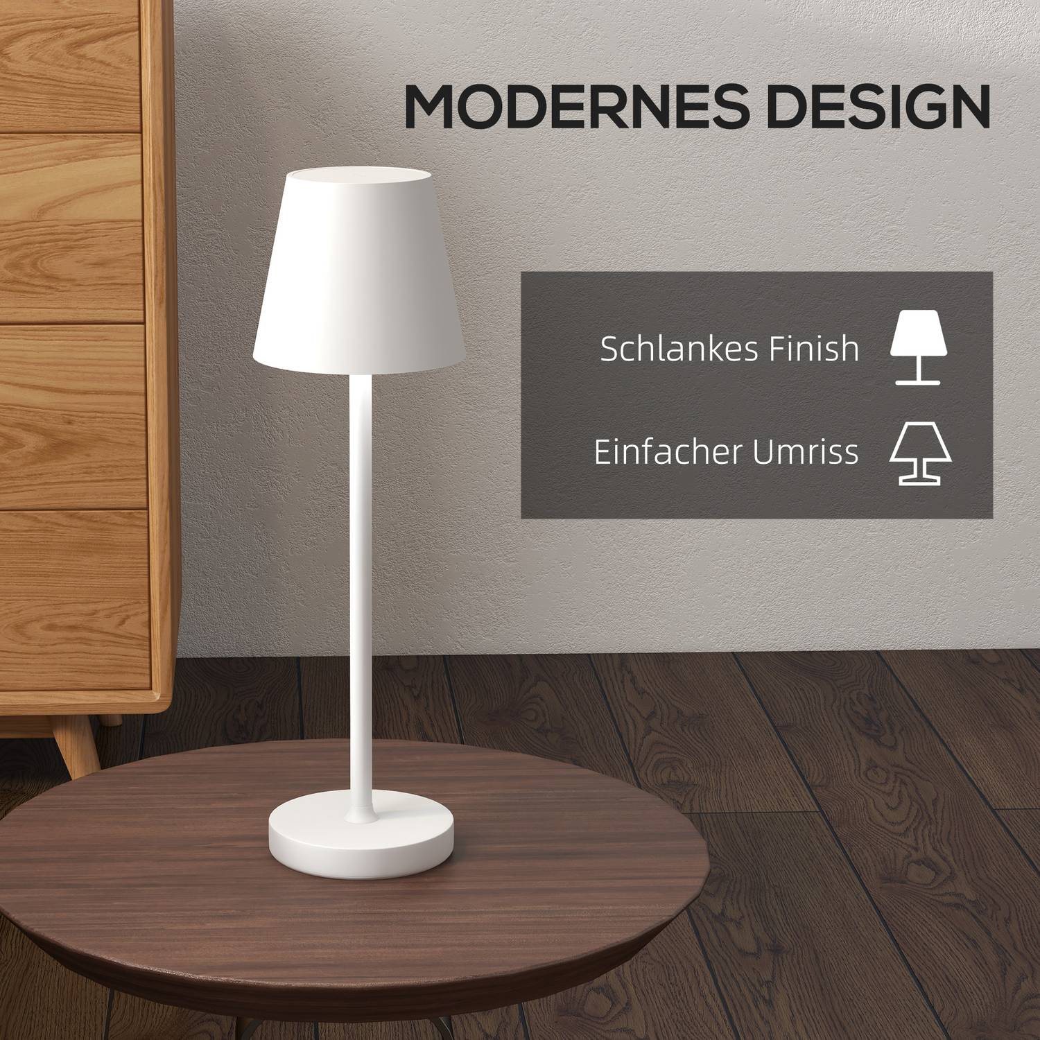 Bärbar metall USB-bordslampa – Uppladdningsbar, 3 ljuslägen