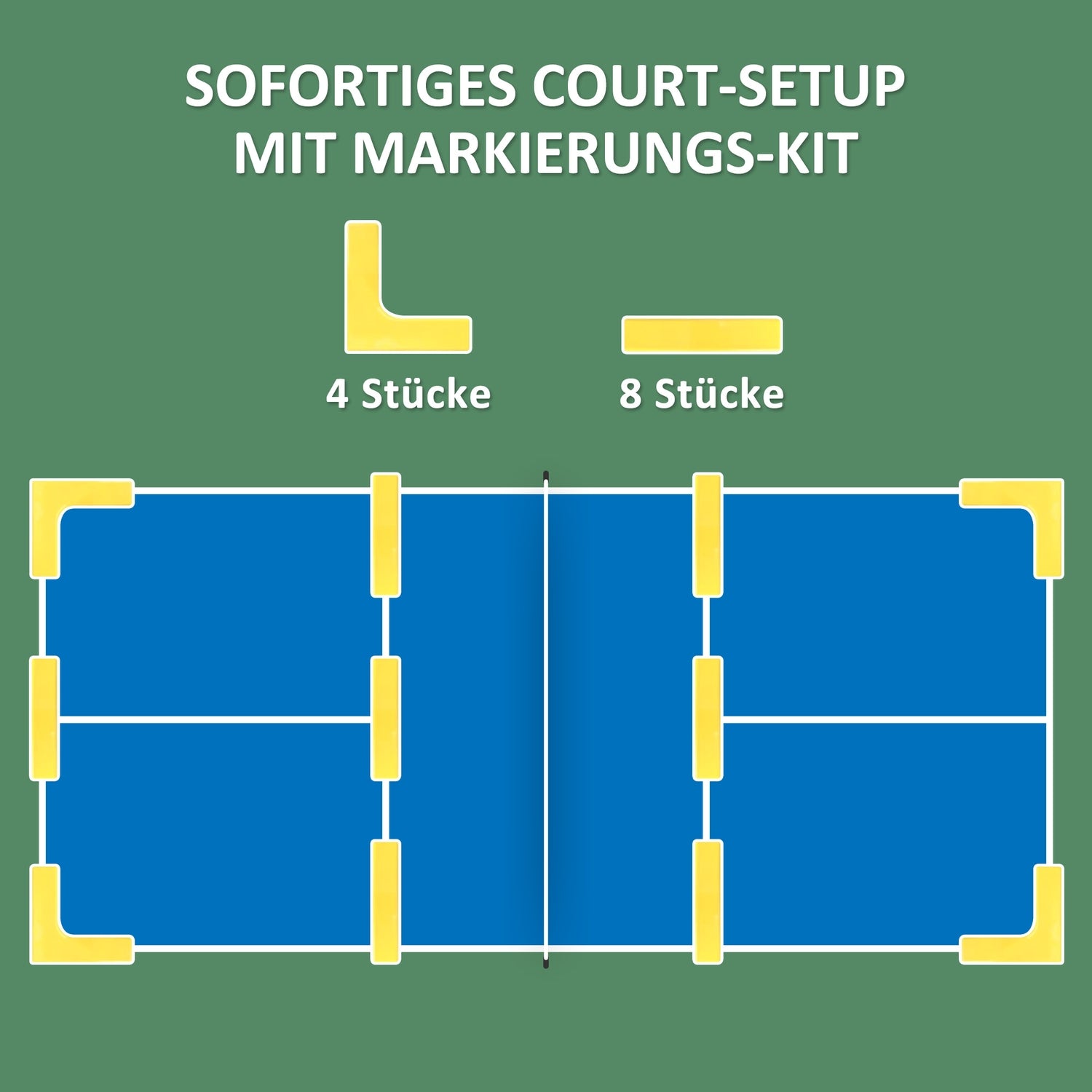 Bärbart 6,7 m pickleball-nätset med domstolsmarkörer