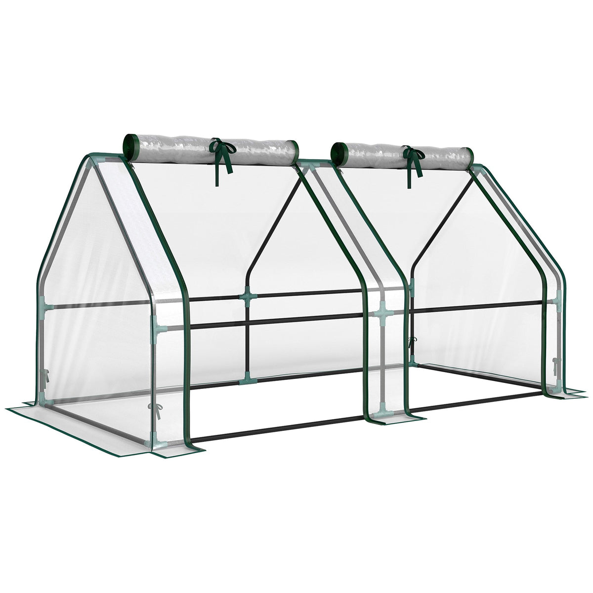 Bärbart växthus med blixtlåsdörrar, 180x90x90 cm, PVC-överdrag