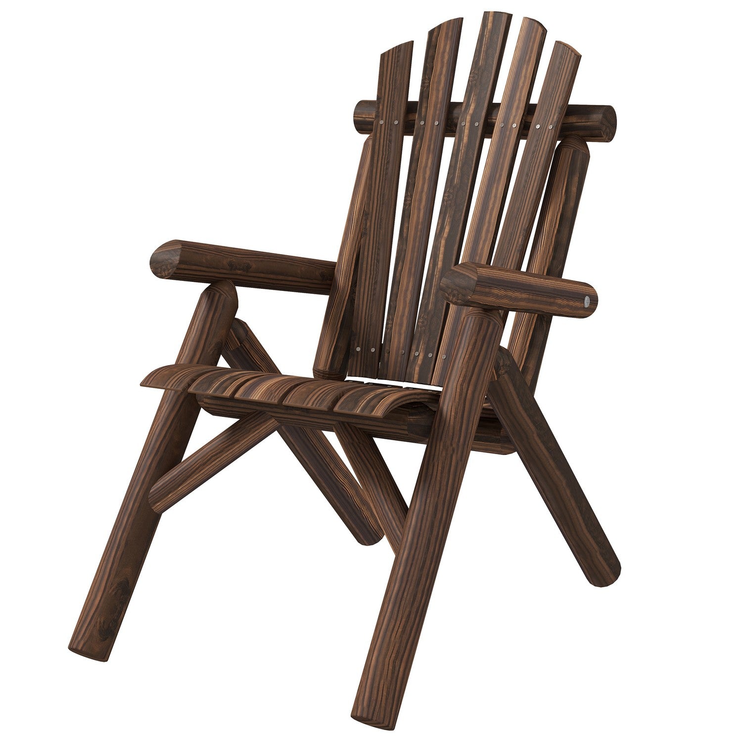 Brown Fir Wood Adirondack Trädgårdsstol med armstöd