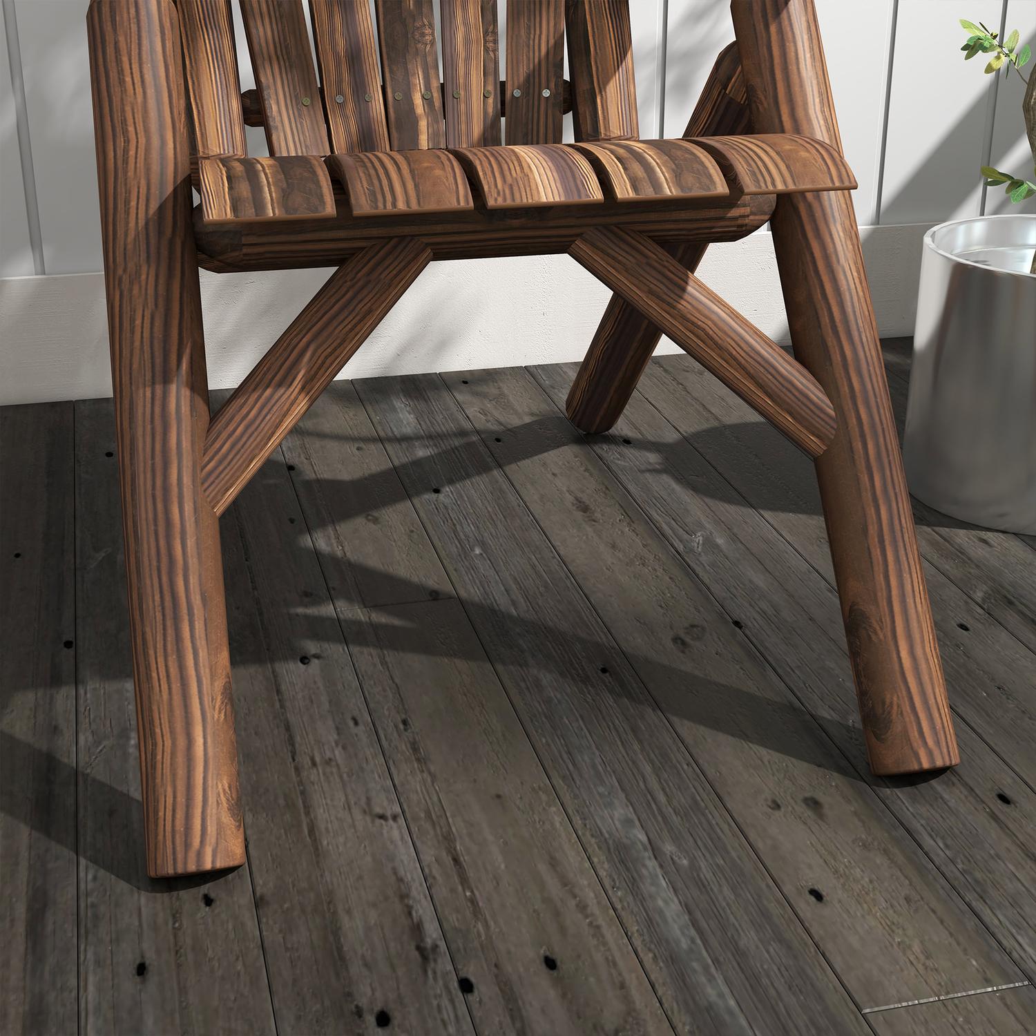 Brown Fir Wood Adirondack Trädgårdsstol med armstöd