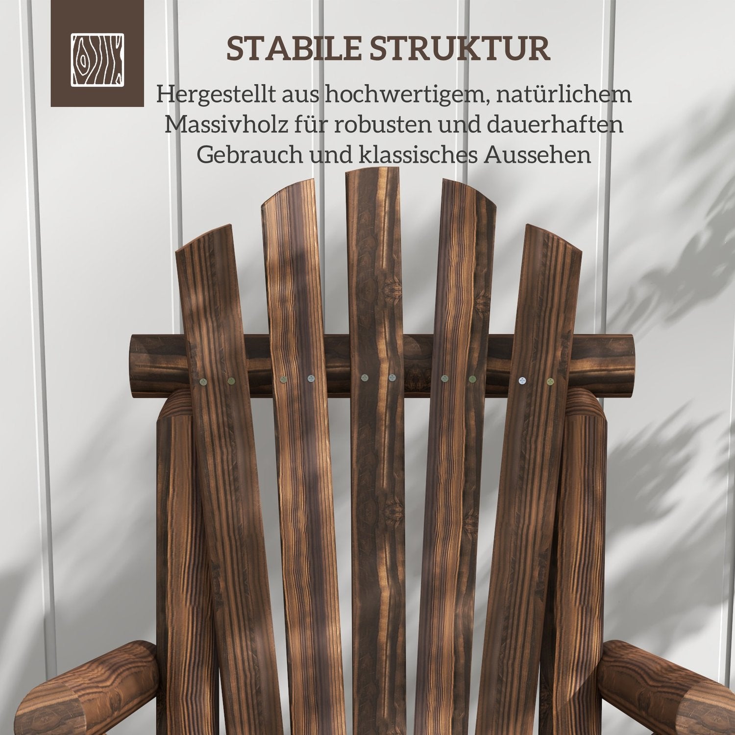Brown Fir Wood Adirondack Trädgårdsstol med armstöd