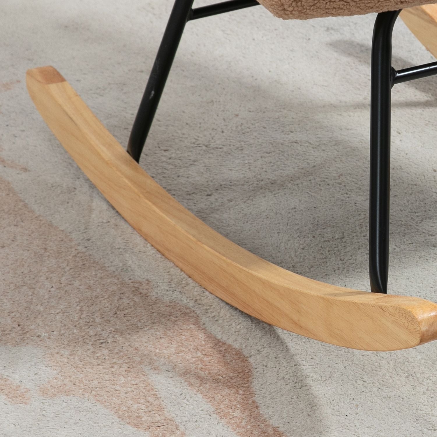 Brun lammskinns-Look avkopplande stol – 120 kg kapacitet
