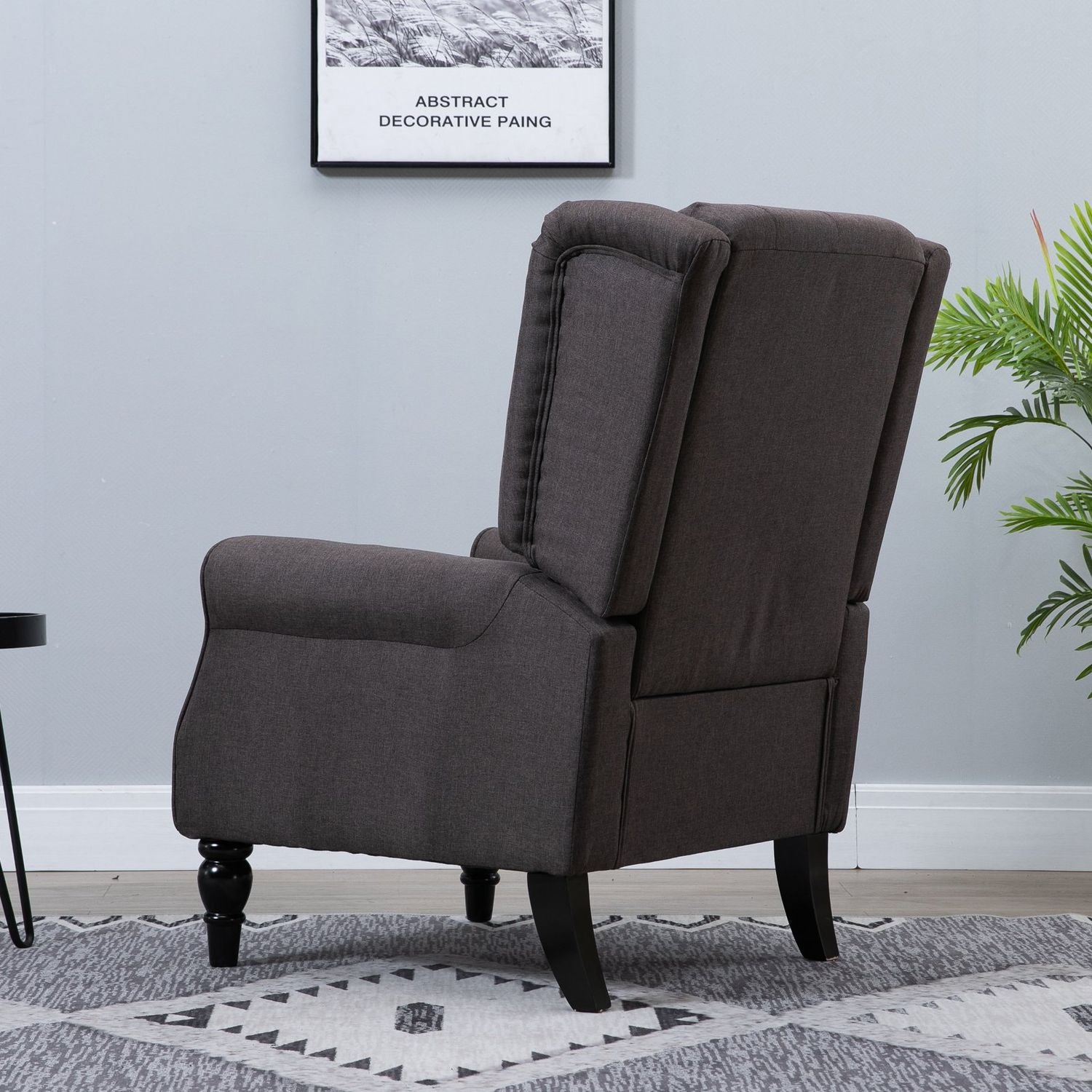 Brun polyester relaxstol, tuftad, 76x86x108 cm