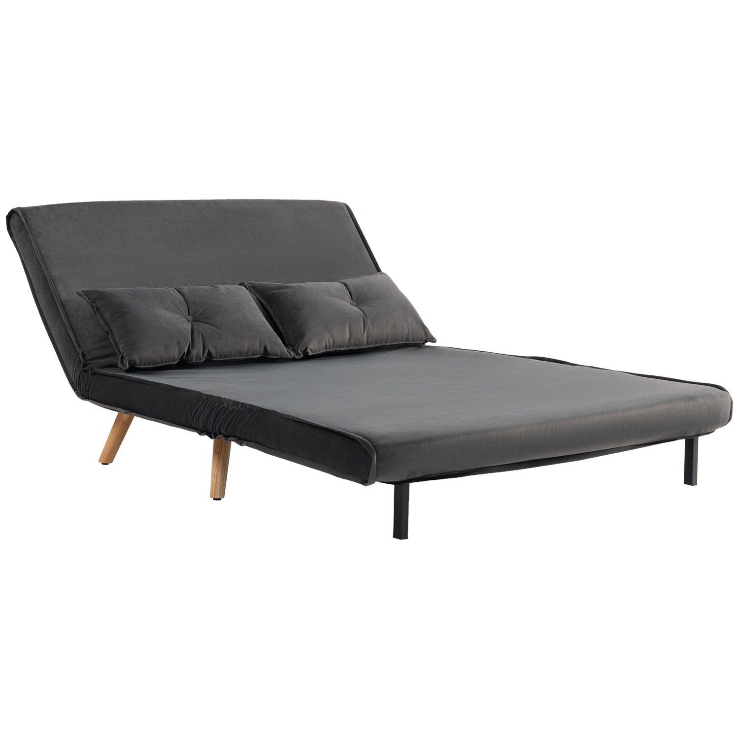 Cabriolet 2-sits bäddsoffa, justerbart ryggstöd, grått tyg