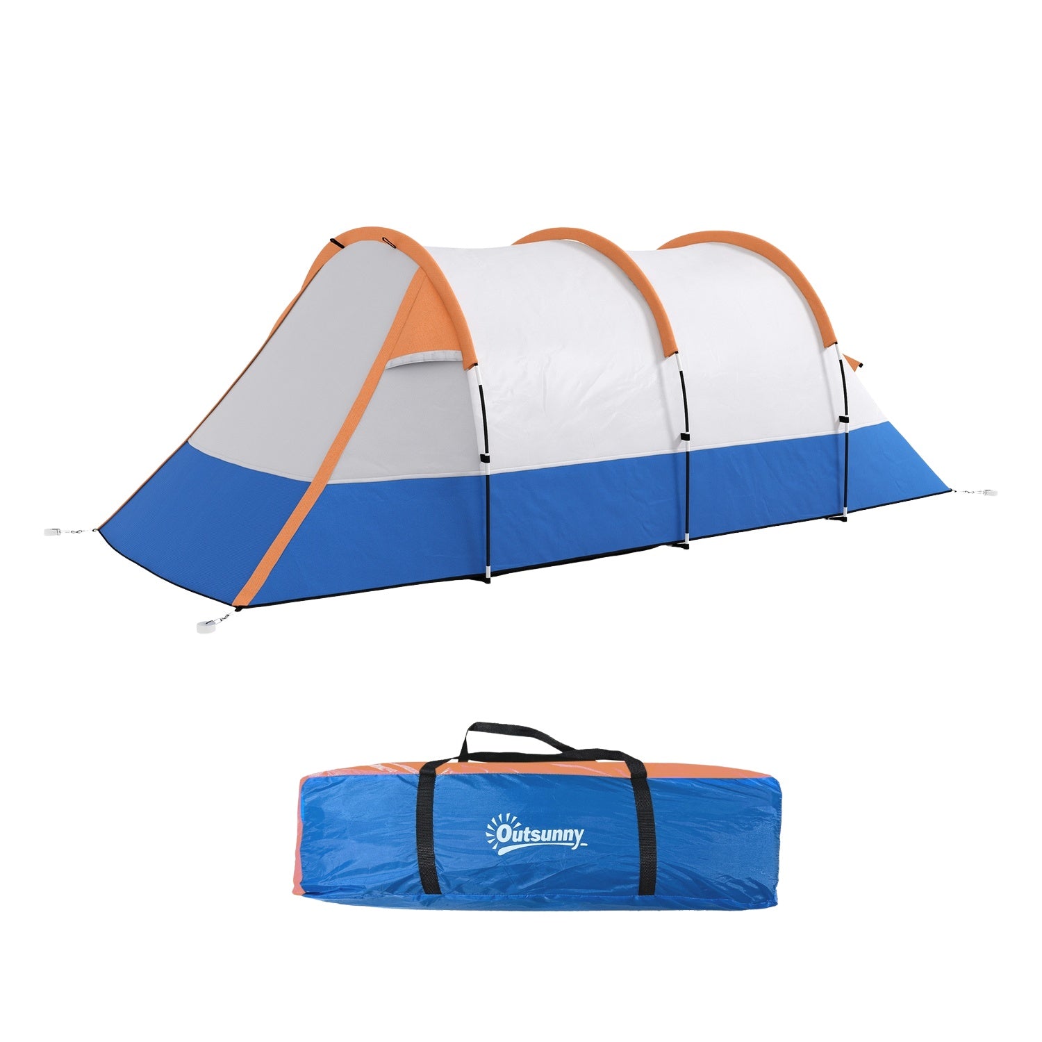 Campingtält för 3, 2 rum, vindtätt, 2000 mm vattenavvisande